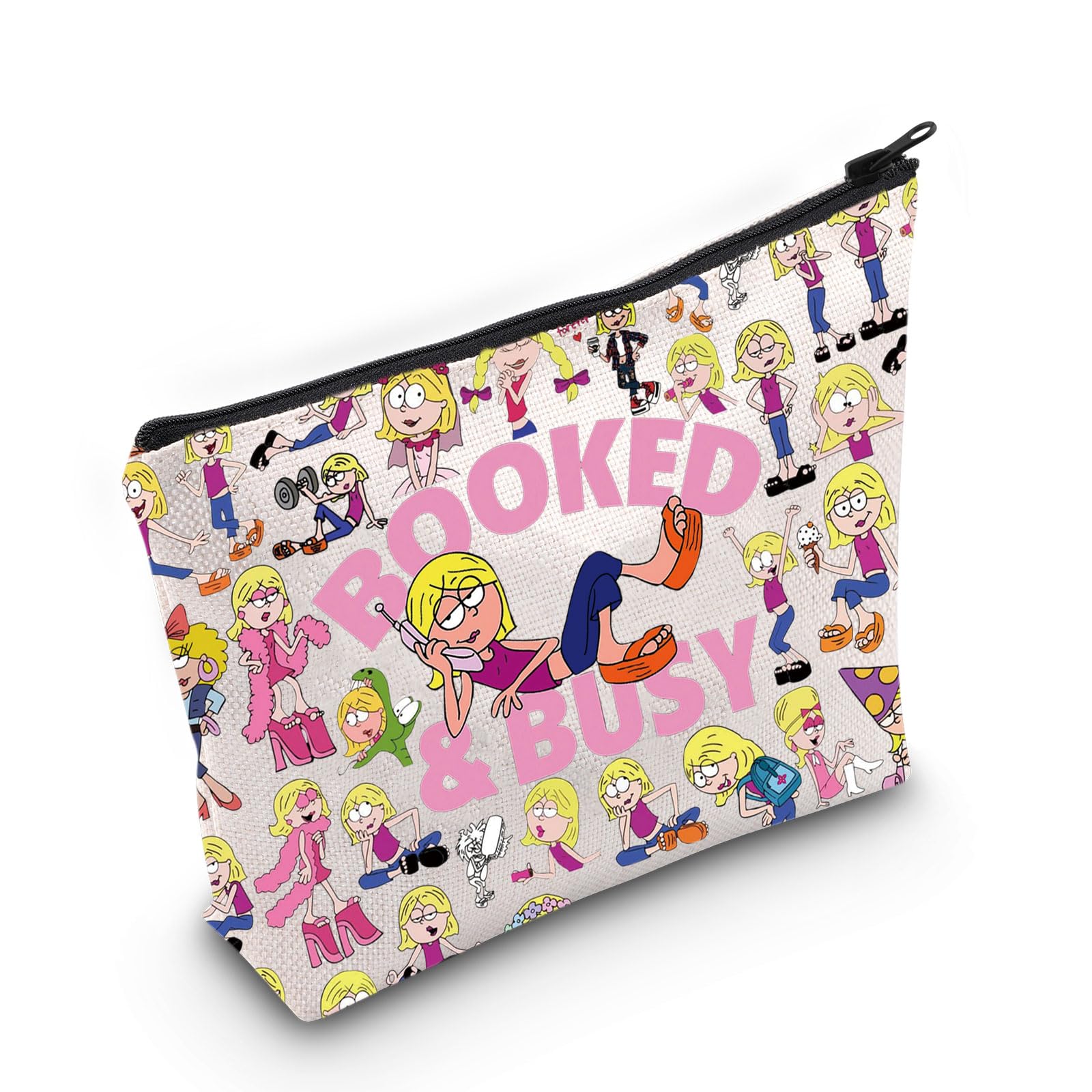 WZMPA Lizzie Fans Cosmetic Makeup Bag Lizzie Cartoon Inspired Gift Booked & Busy Lizzie Zipper Pouch Bag For TV Series Fans (Booked & Busy F)