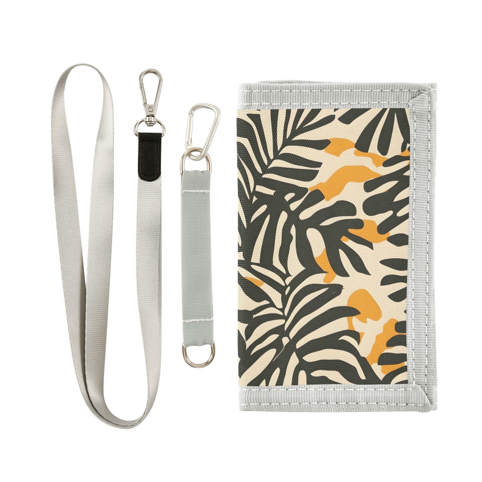 zyrtty Kids Wallets for Boys Girls Ages 4-18 Trifold, Leopard Print Leaves Plants Wallet with Zippered Coin Pocket and Card Holders, Novelty Wallet for Childrens Birthday Gifts