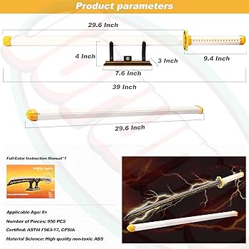 Amazon.com: Swords Building Set, 39in Zenitsu Sword Building