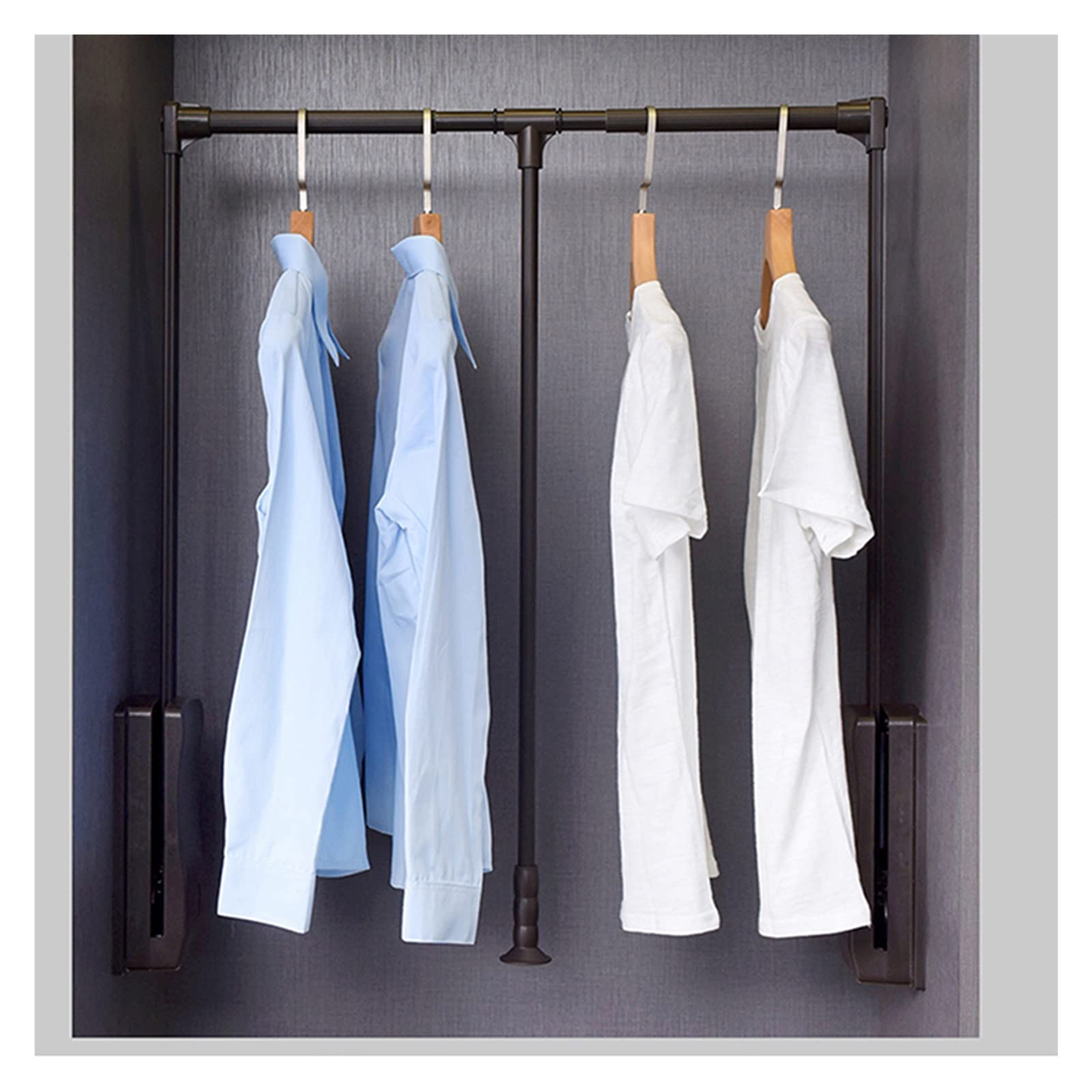 HTTGDGDH Adjustable Pull Down Closet Rod - Space-Saving Side-Mounted Rail, Soft Return, 20Kg Load Capacity, Fits 450-600Mm Closets For Easy Access And Organization,830-1150mm