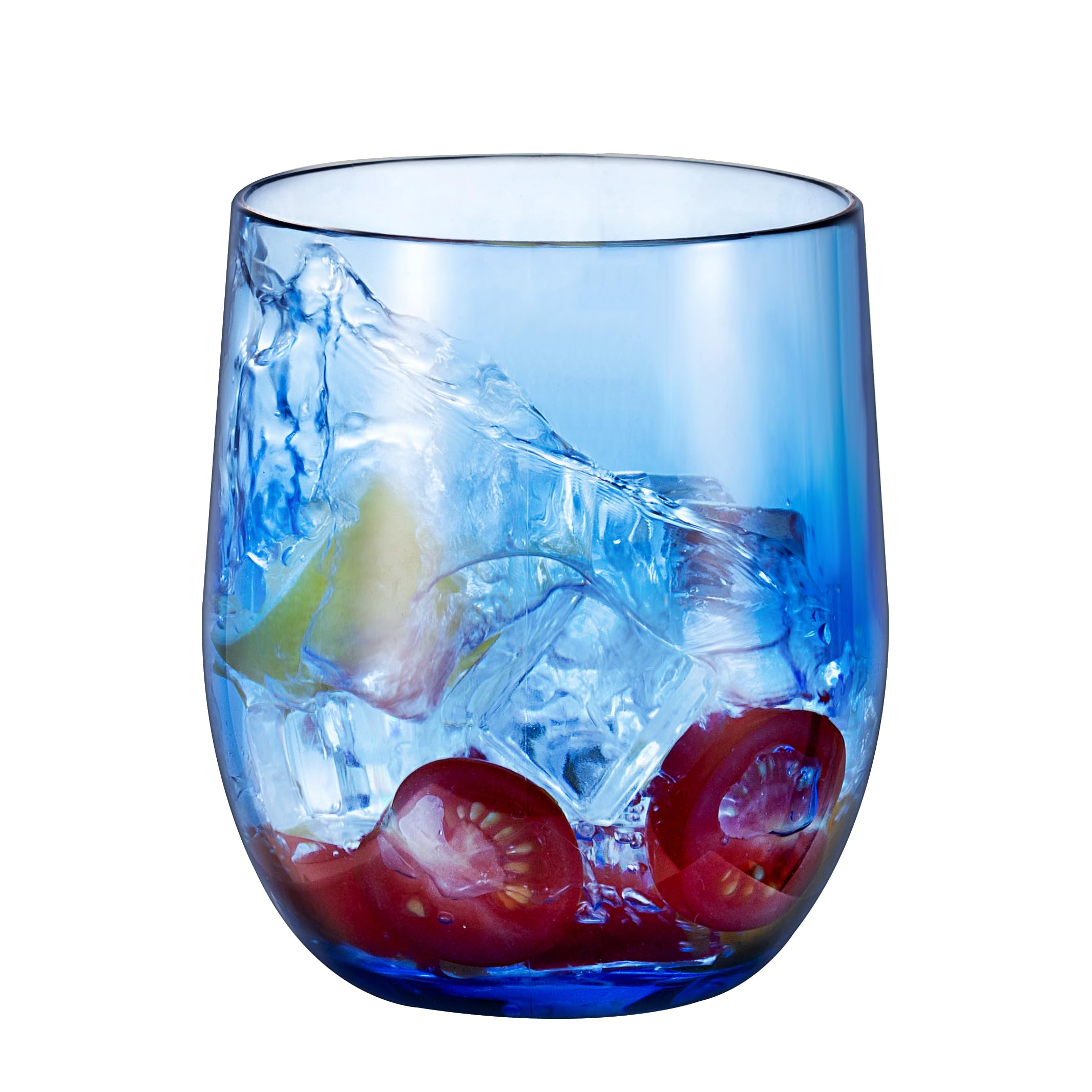 ZAINCA 14-ounce Plastic Stemless Wine Glasses, All Purpose Arcylic Glasses, set of 6 Blue Reusable Shatter-resistant Dishwasher Safe