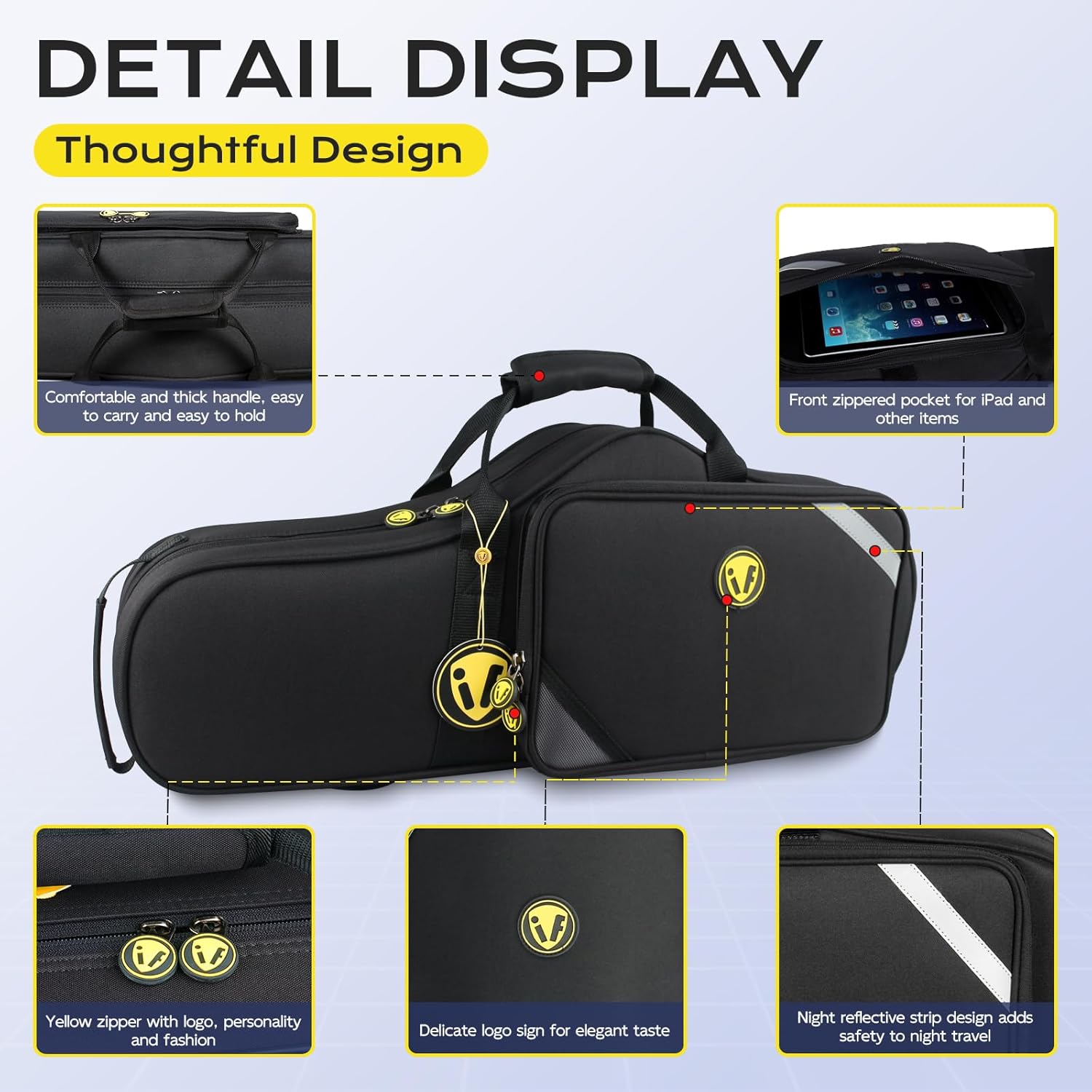 Sax Cases, Lightweight Alto Sax Case for Eb Alto Saxophone; (IF-ALTOSAX-SF01)