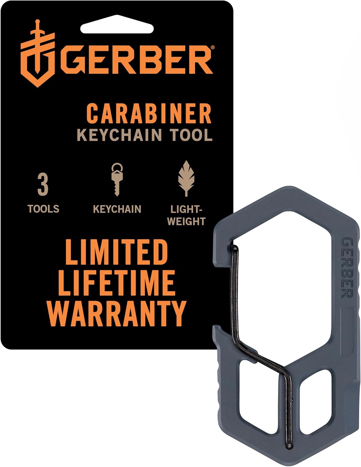 Gerber Carabiner 3-in-1 EDC Keychain Multitool, Bottle Opener, Urban Blue