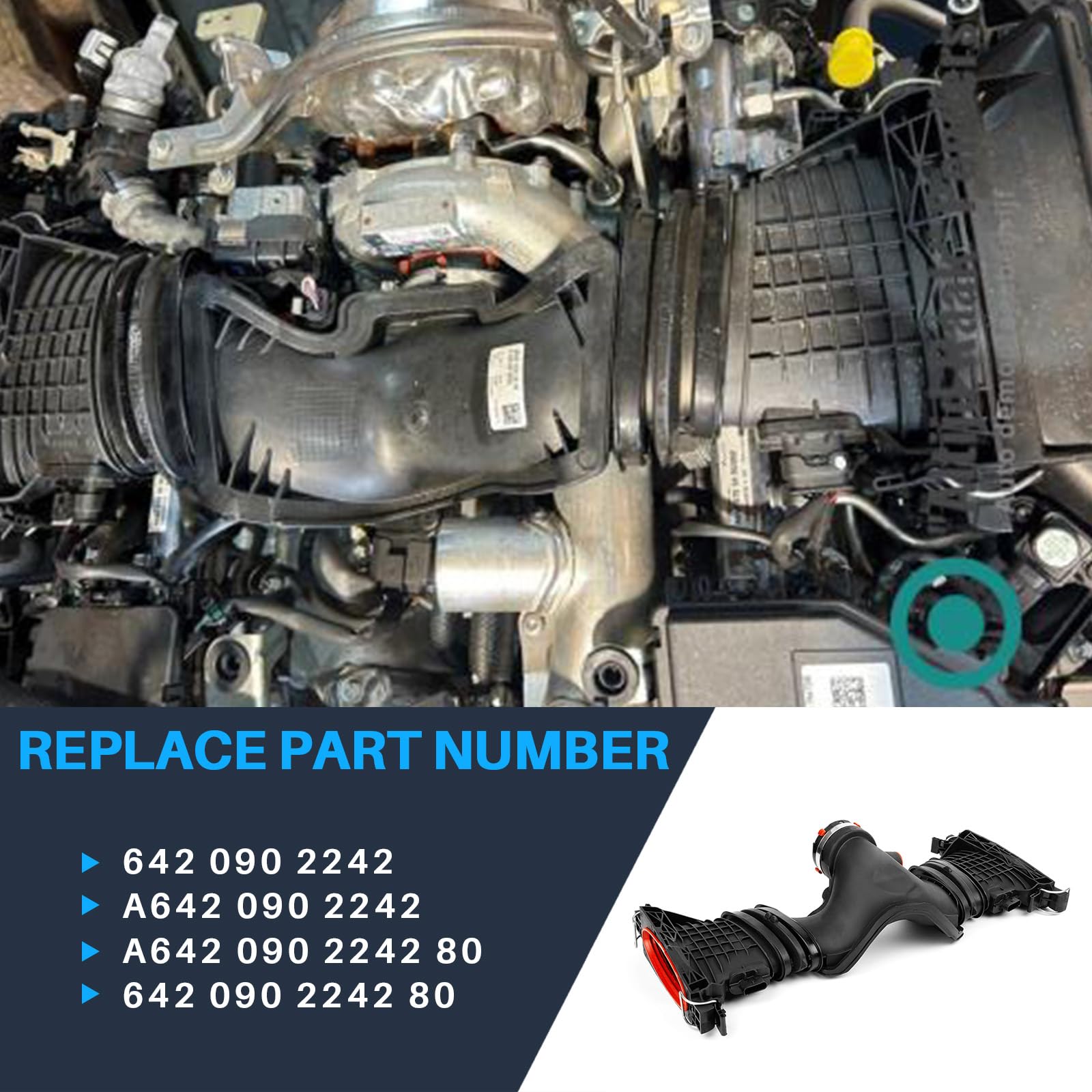 Luftmassenmesser 5-polig OE# 6420902242 0281006488 kompatibel mit Mercedes GL350 2016 GLE350D 2016 GLS350D 2017 Lufteinlassschlauch