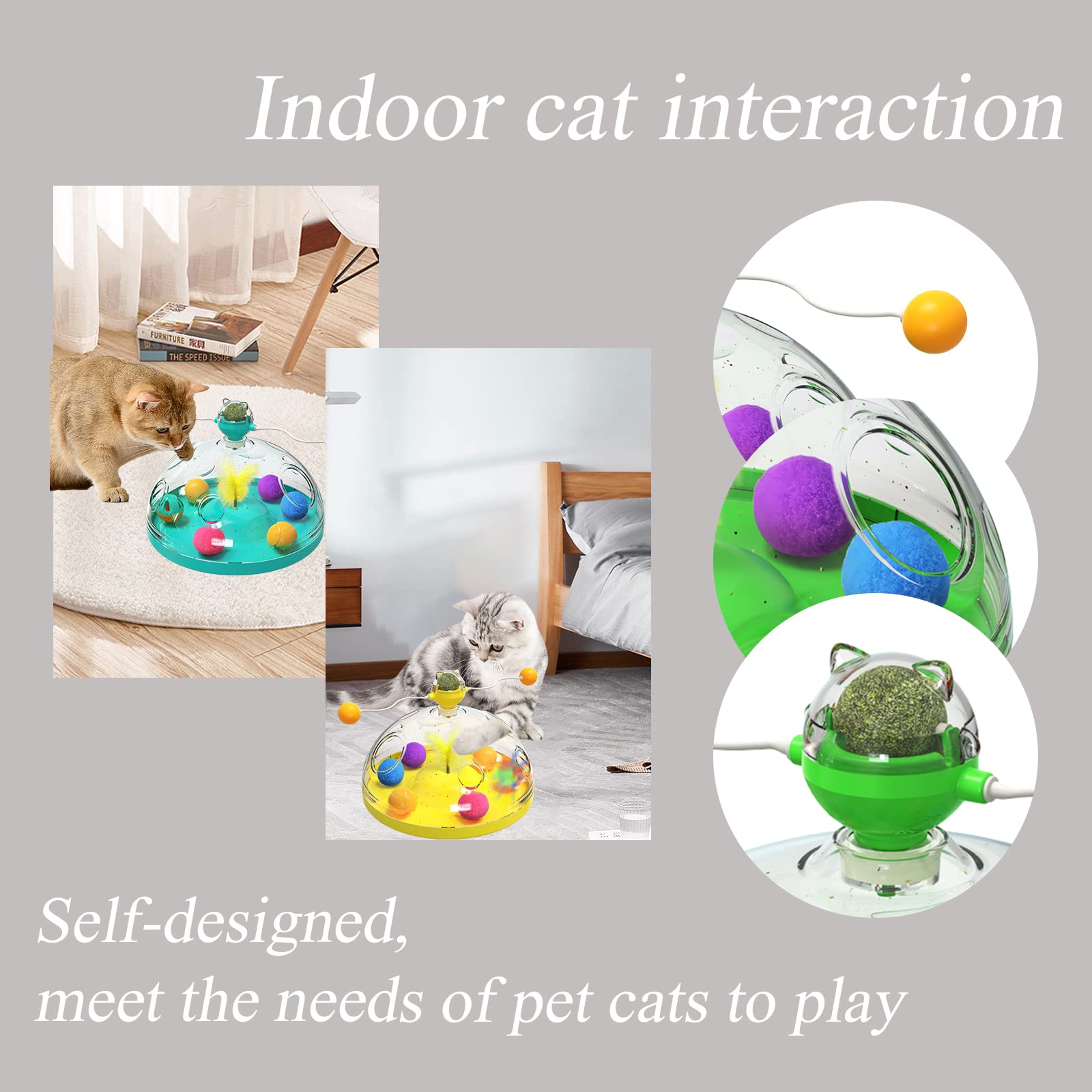 TOKLYUIE Cat Toys Interactive for Indoor Cats Best Kitten Treasure Chest Puzzle Toys Sellers Smart Stimulation Teaser Mental Catnip Feather Ball Toys Brain Games