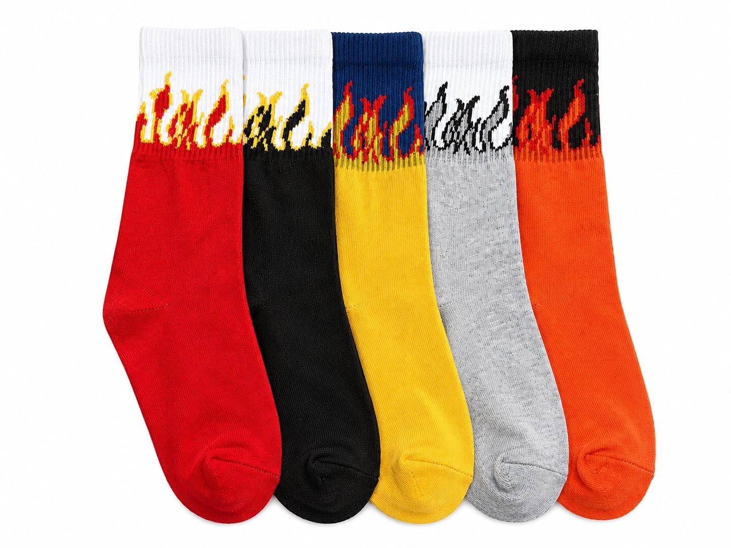 AKSHINE, Fire Socks for Men & Women, Flame Pattern Crew Socks, Soft Breathable Stretchy Novelty Fashion Socks for Casual Wear, Sports & Streetwear (PACK OF 5)-image-42