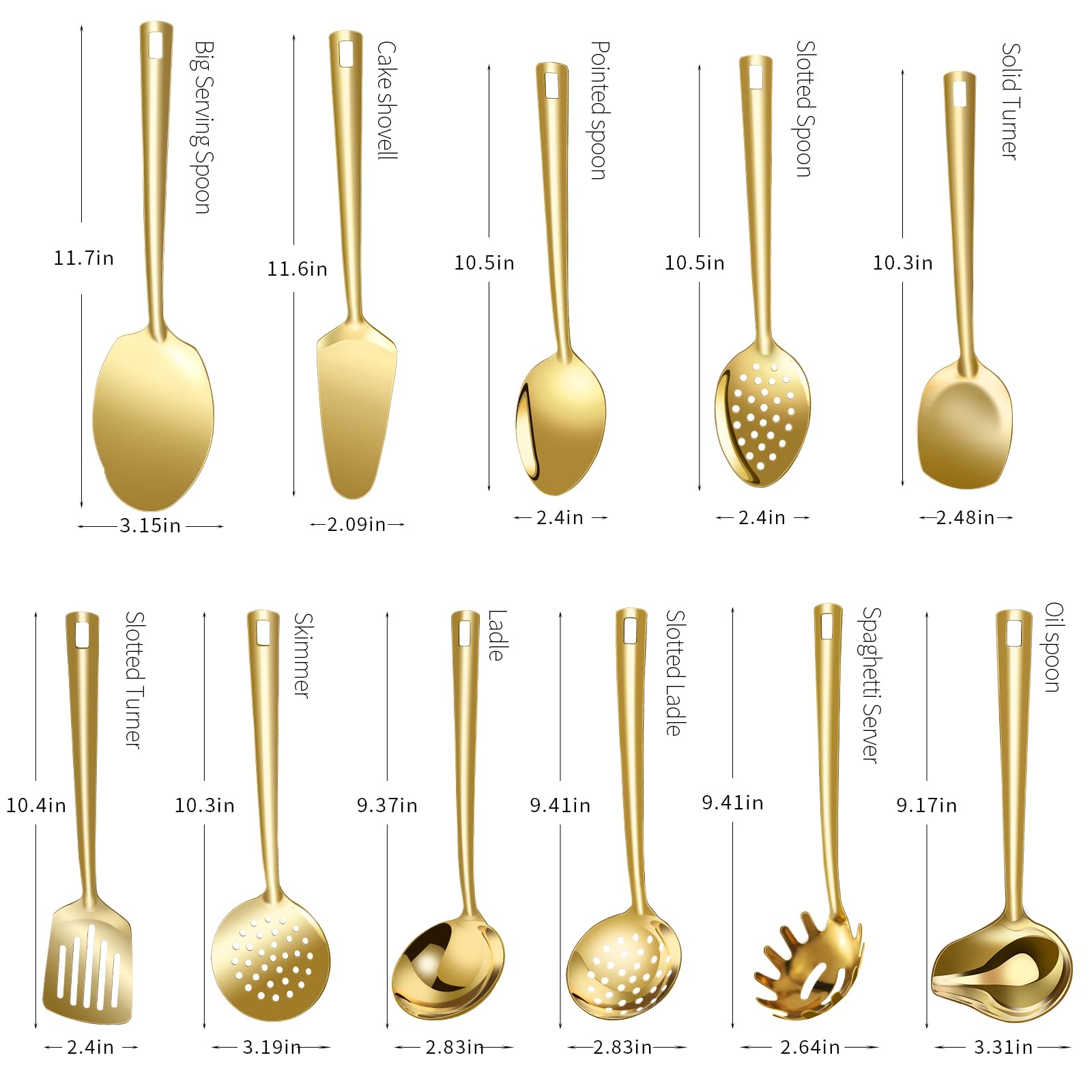 Juego de utensilios de cocina de acero inoxidable, 11 piezas