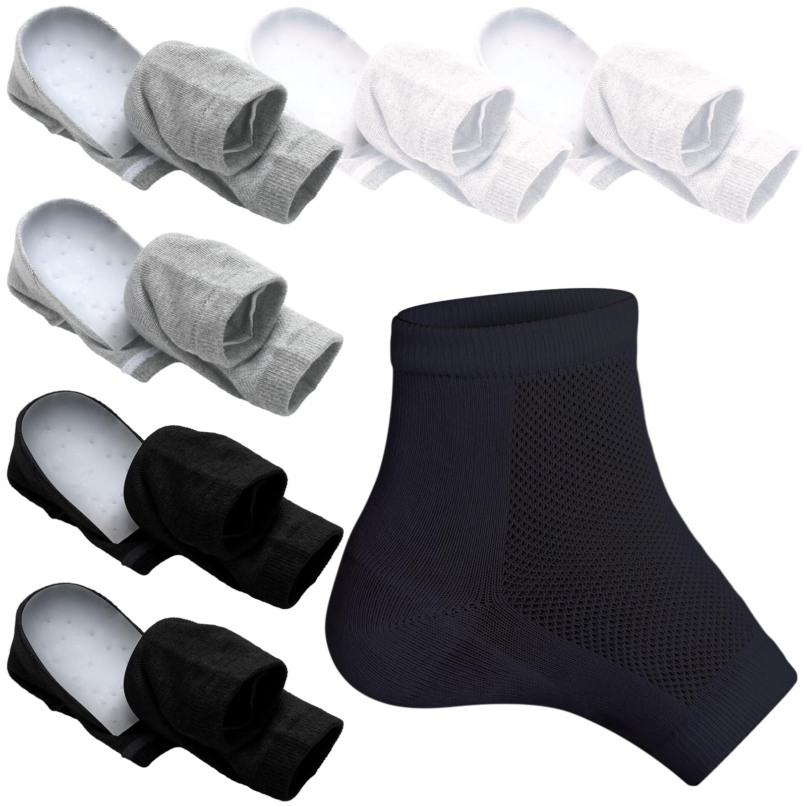 Funnysoft 3 Pairs Height Max Socks Invisible Shoe Heel Pad Shoe Lifts for Adult Reusable Height Increase Socks Half Raised Insole for Men Women