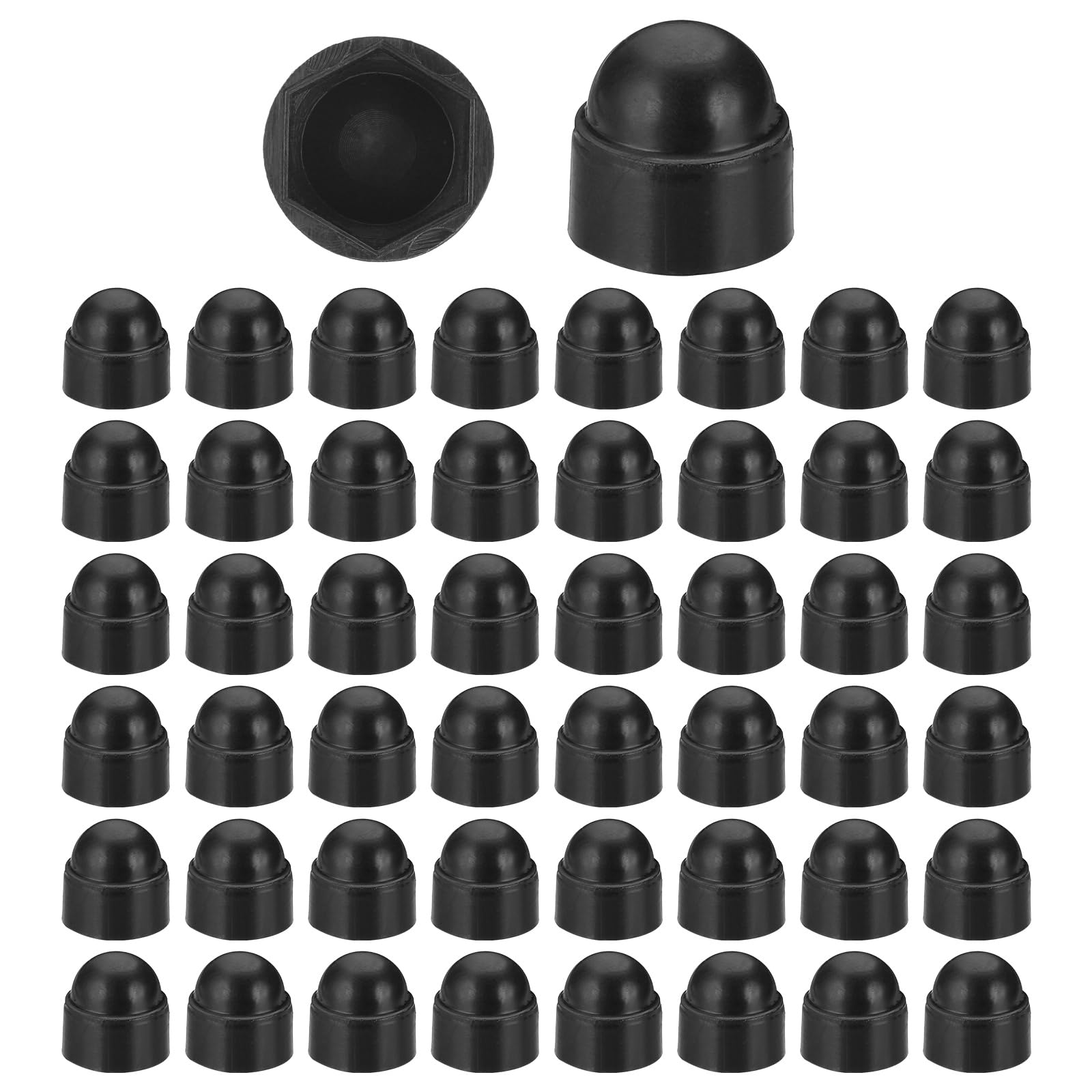 PATIKIL 50 Pcs Hex Nut Cover, M8x13x15mm Nylon Screws Bolt Covers Caps Dome Acorn Hex Head Bolt Protection Cap for Screws Nut, Black