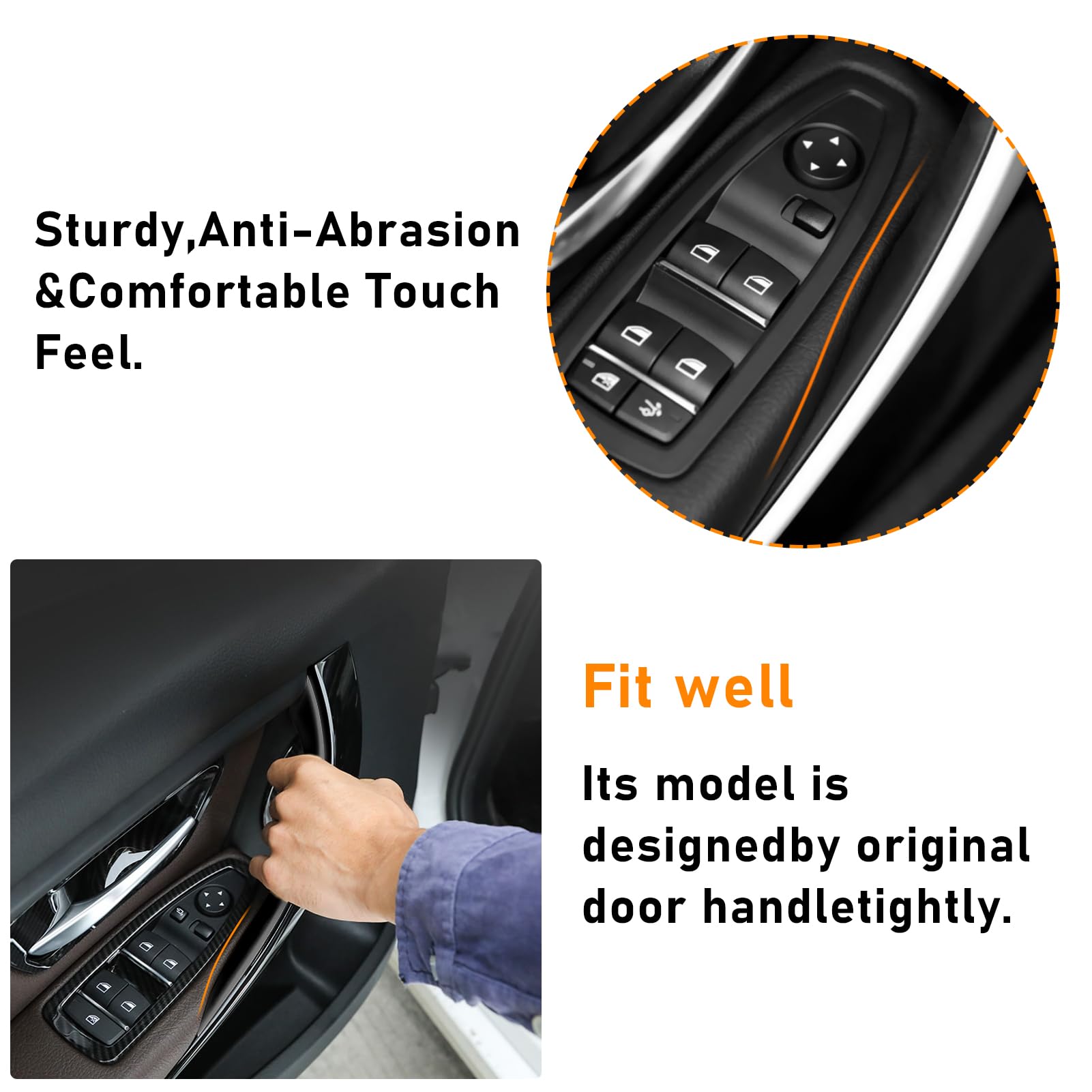 TTCR-II 1PC Compatible con Manija Puerta BMW Serie 3 F30 F31 F34 F80(2012-2018), Serie 4 F32 F33 F36 F82 F83(2014-2017), Tirador de Puertas Interior Izquierda+Derecha F30 Manija Interior-Negro