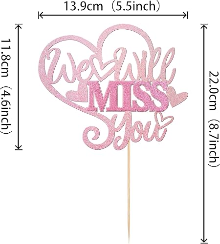 Miniatura 9 de 1 pieza de decoración para tartas con purpurina y corazón de buena suerte para cambio de trabajo, despedida, jubilación, graduación, fiesta temática