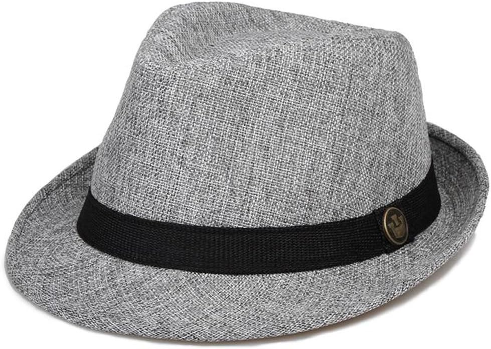 Vvip Gray Flax Fedora Summer Beach Sun Straw Hats Cap