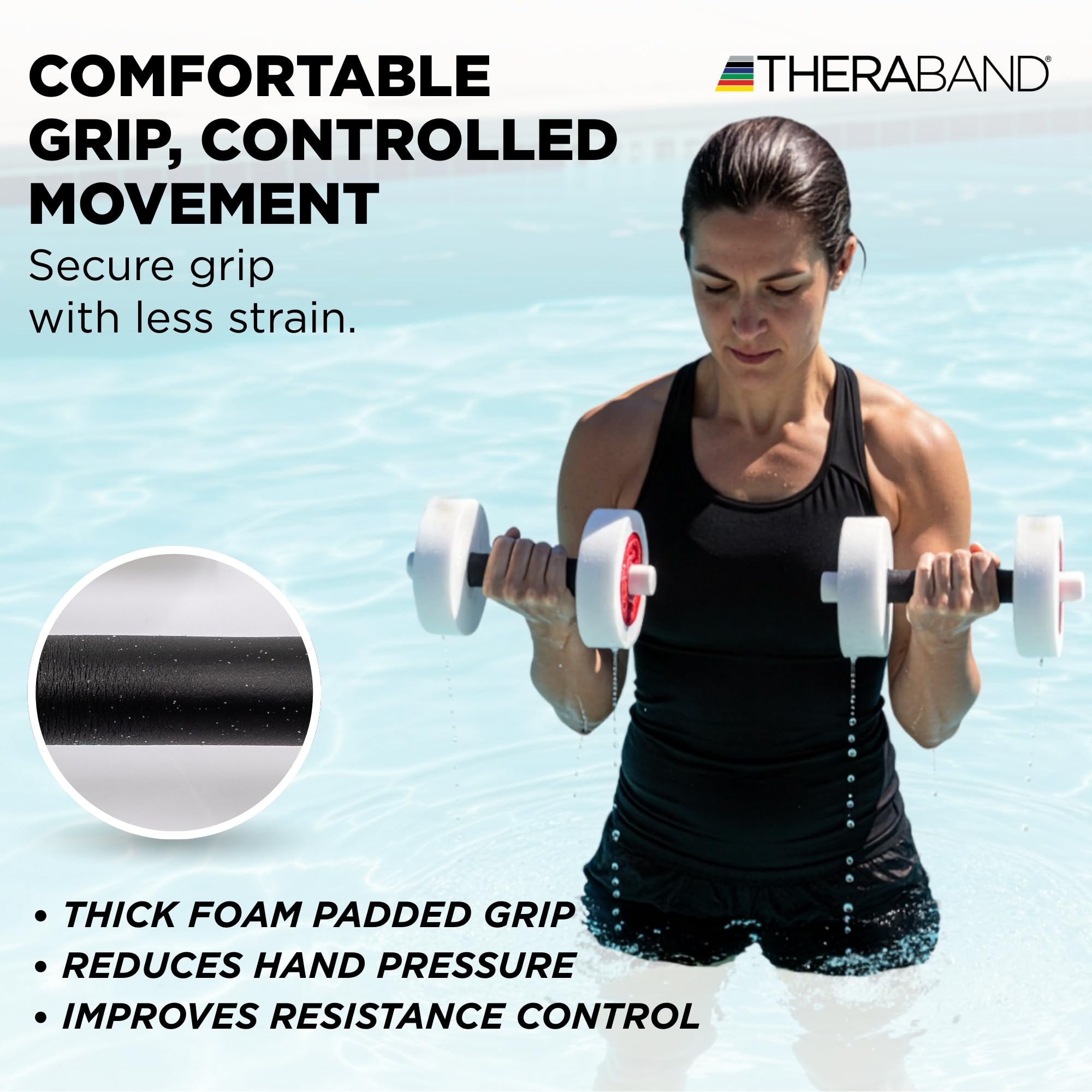 THERABAND Haltère aquatique avec poignée rembourrée pour piscine aérobic, thérapie, fitness, entraînement