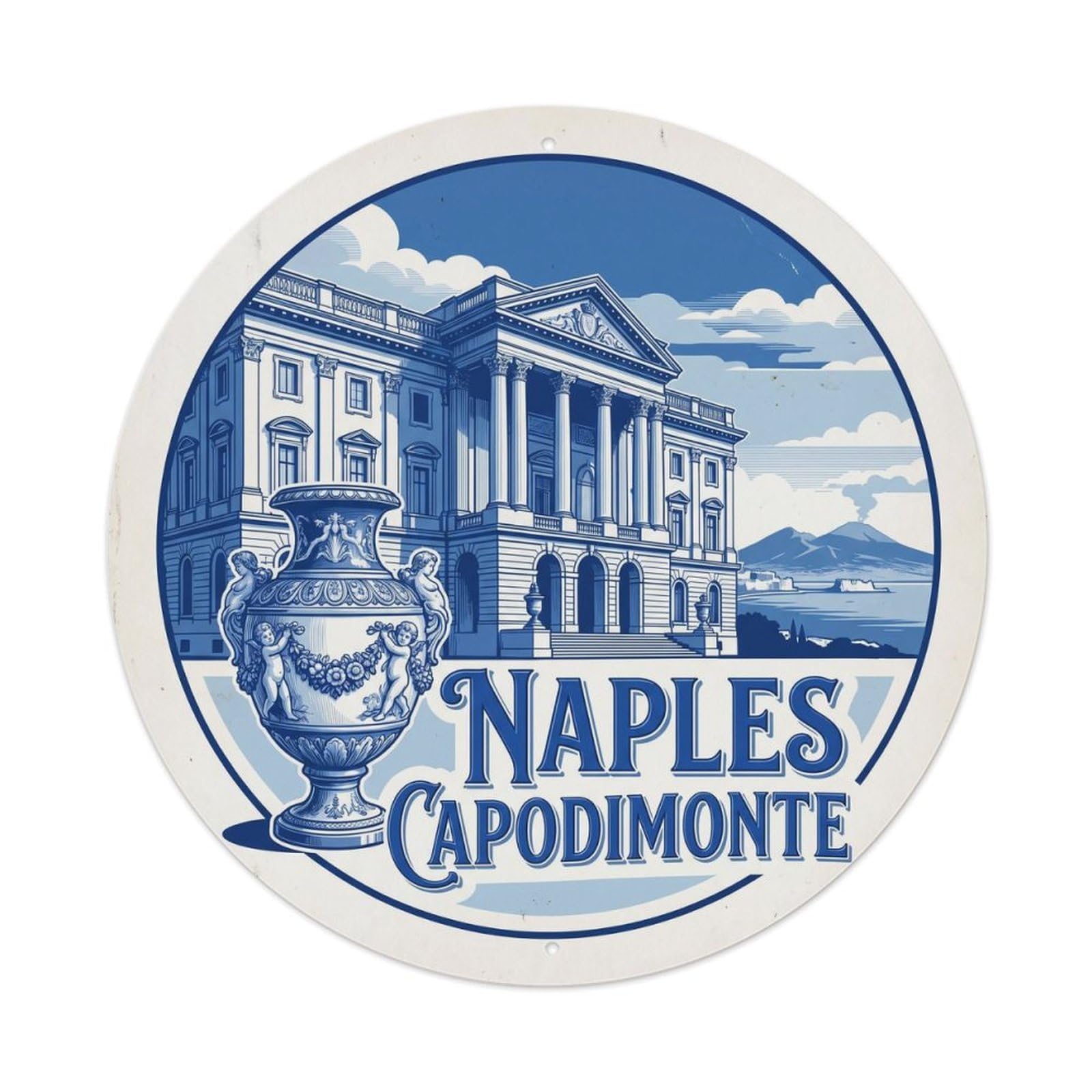 Olhnbad Style Capodimonte Porcelain Travel Culture Naples Retro Metal Tin Sign