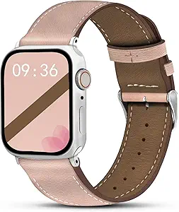 Genuine Leather Band Compatible with Apple Watch Bands for Women Men 49mm 46mm 45mm 44mm 42mm 41mm 40mm 38mm, Soft Leather Replacement Strap for iWatch Ultra/SE/Series 11 10 9 8 7 6 5 4 3 2 1