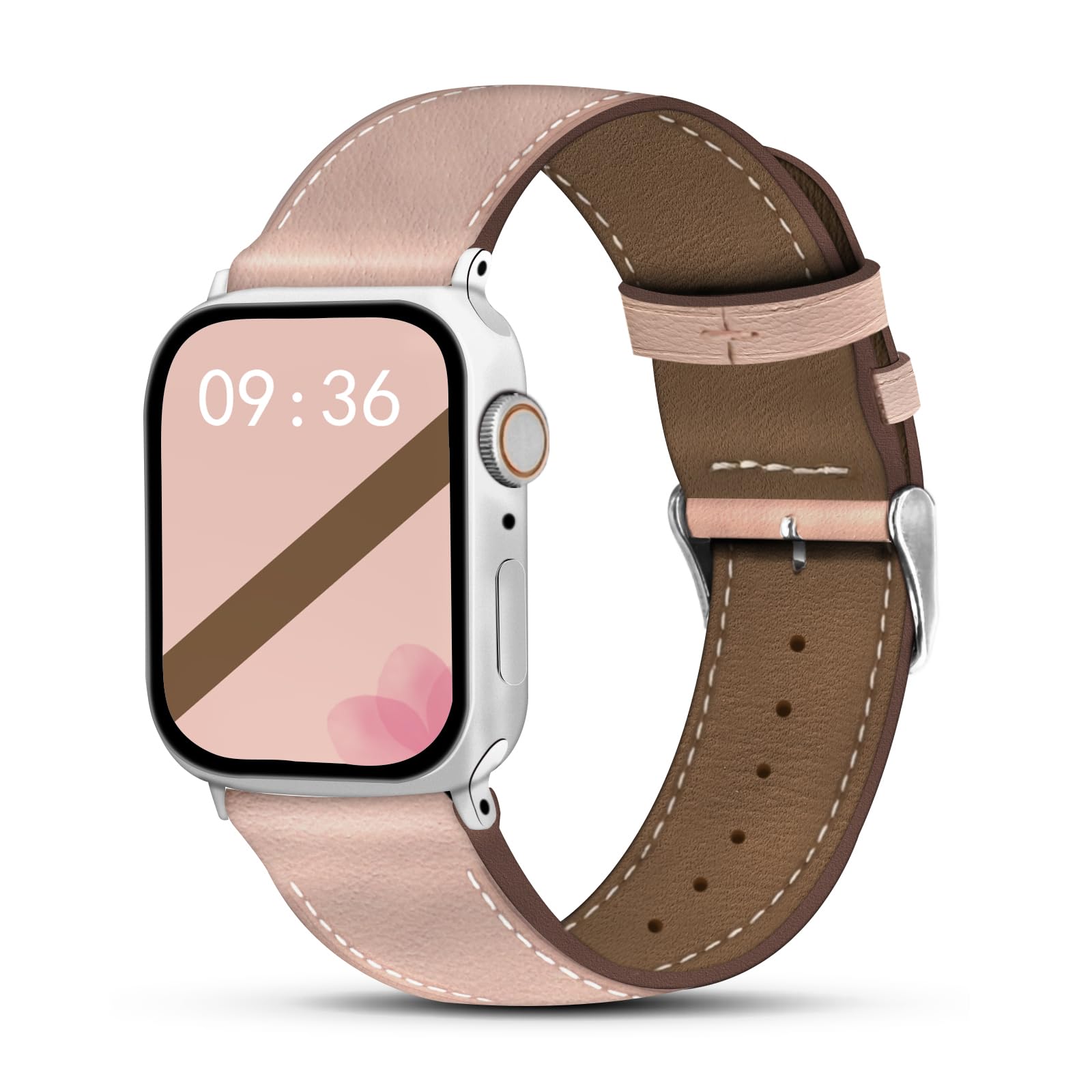 Biggyboom Genuine Leather Band Compatible with Apple Watch Bands for Women Men 49mm 46mm 45mm 44mm 42mm 41mm 40mm 38mm, Soft Leather Replacement Strap