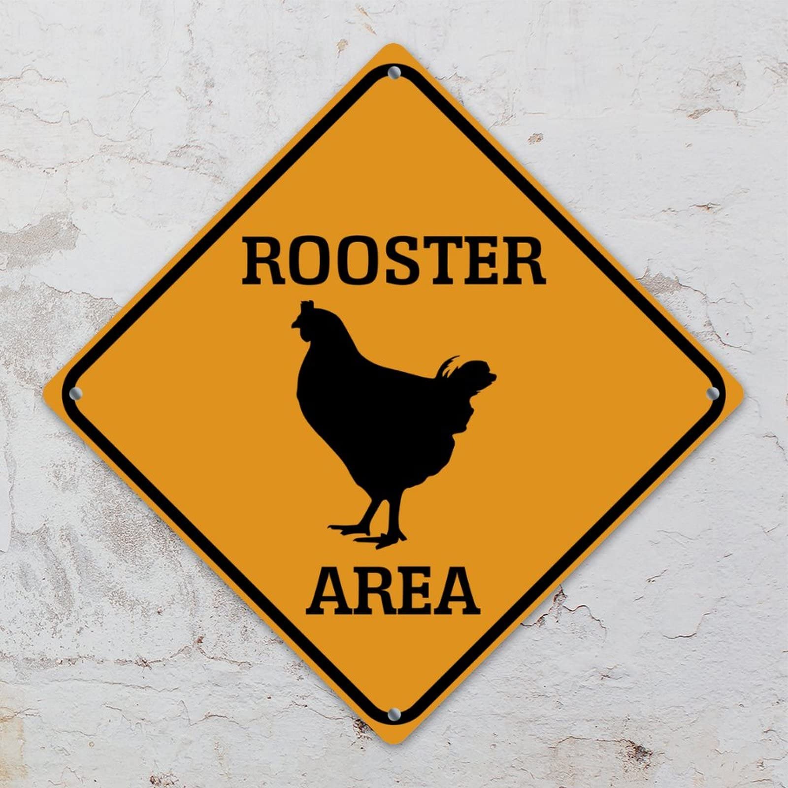 Panneau Coq Hen Area Xing en aluminium 30x30 cm pour la signalisation extérieure
