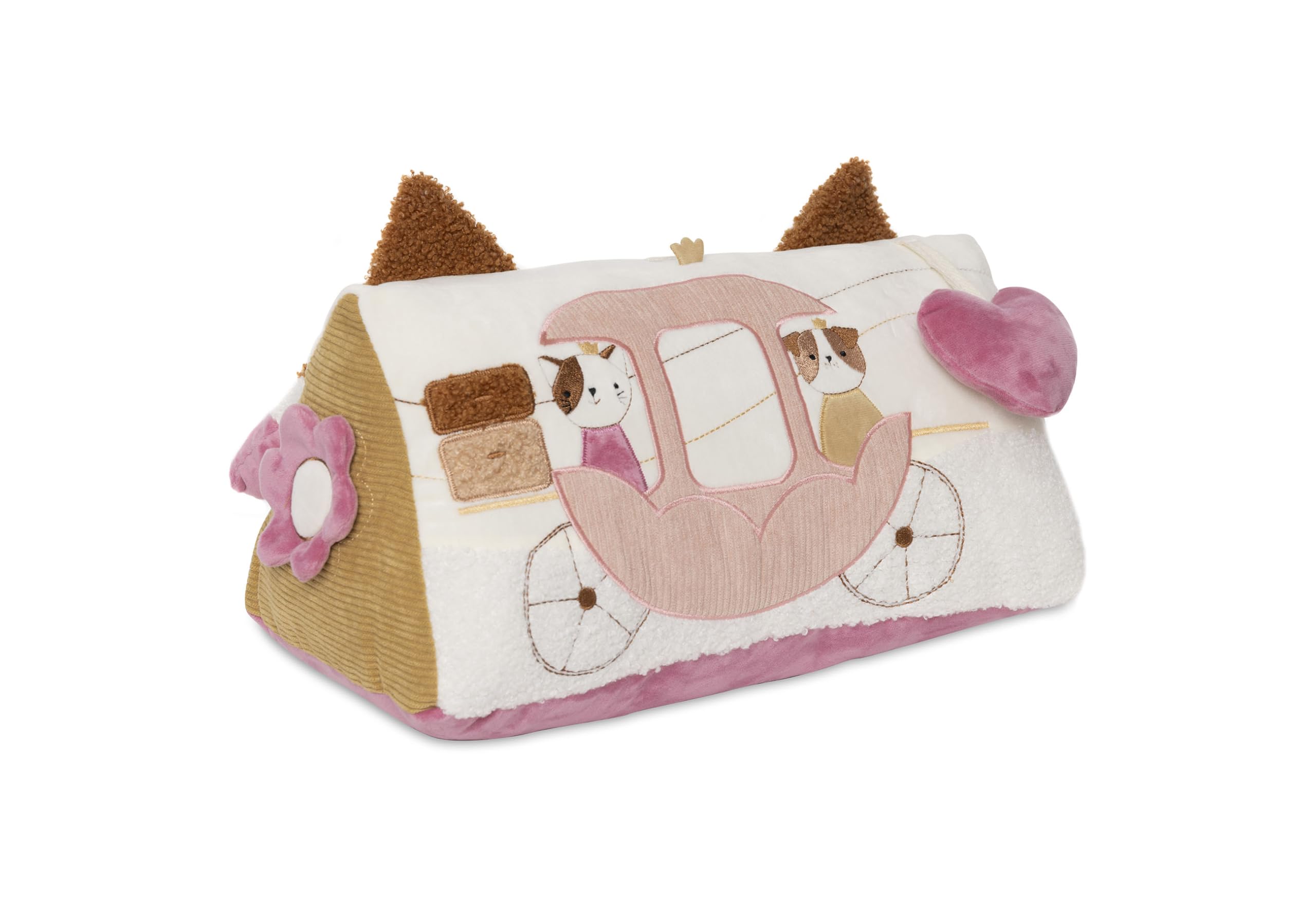 Jollein Coussin d’Activités - Tiny Park - Coussin de Jeu Tummy Time - Avec Château, Miroir et Anneau de Dentition - Jouet Bébé - Jouet Sensoriel