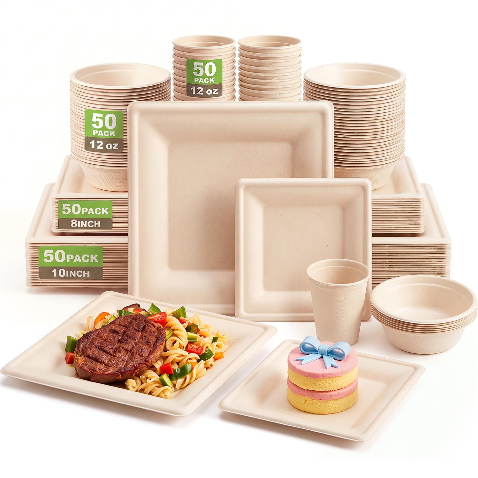 Havawish Compostable Plates & Bowls - 25 Guest Set -9