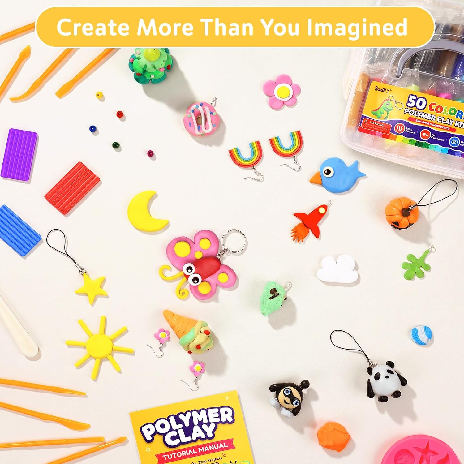 Polymer Clay Kit 50 Colors, Oven Bake Clay for Kids & Adults