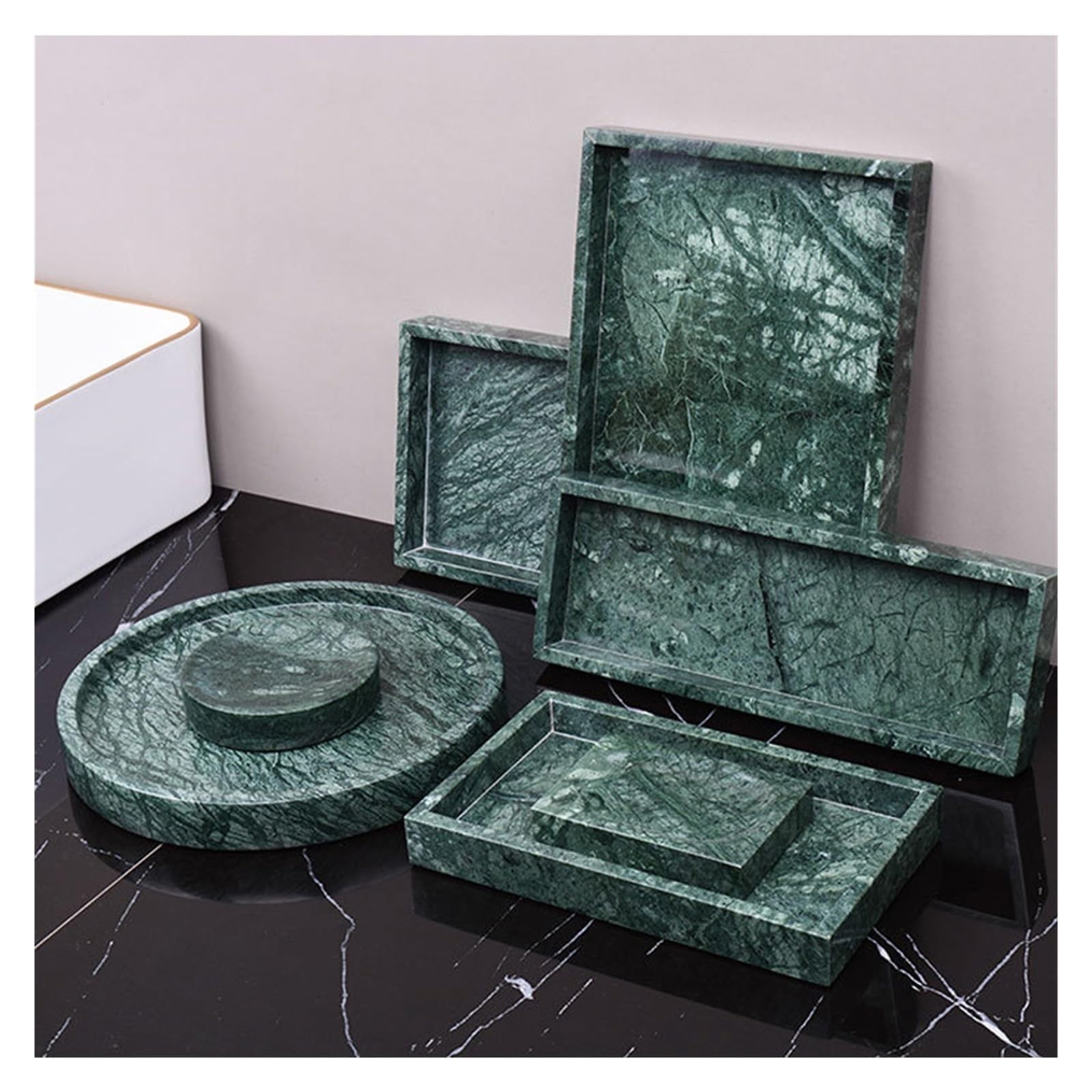 Set Accessori Bagno In Ceramica Montemaggi Baroni - 4 Pezzi, Grigio Chiaro, Con Dispenser E Portaspazzolino - Foto 5