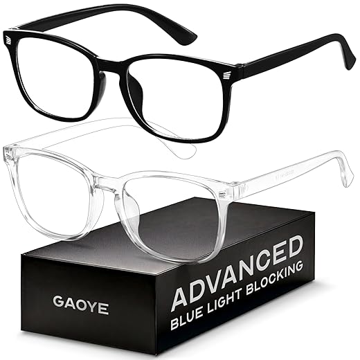 Blue Light Blocking Glasses - Fashion Square Eyeglasses, Anti UV Ray Computer Gaming Glasses Blue Blockers for Women/Men