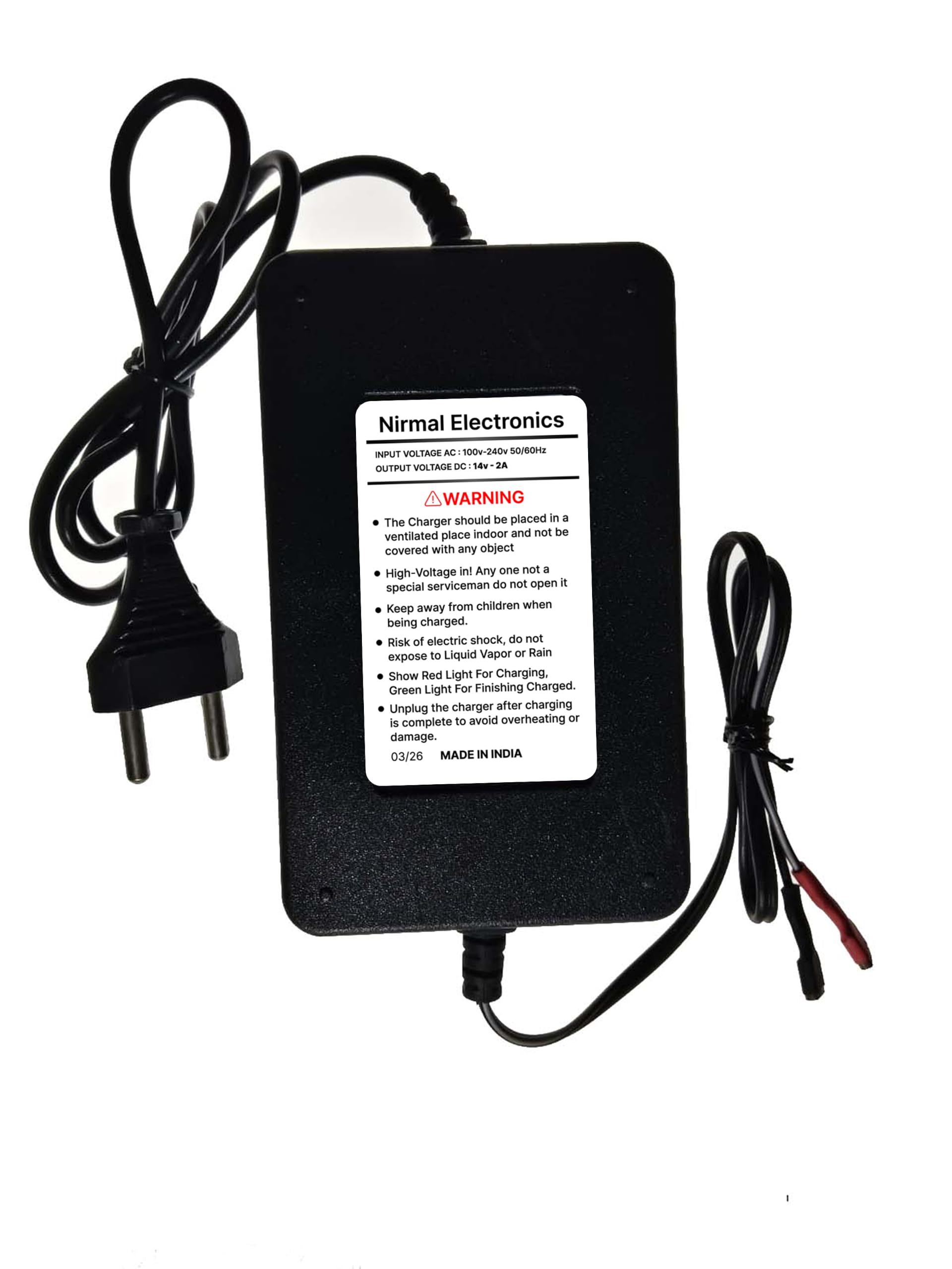 14V 2A Battery Charger Compatible with 12V 7AH Battery with Thimble Cable | LED Charging Indicator, Overcharge Protection, Overheating Protection, Agricultural Use, Fast Charging-image-4