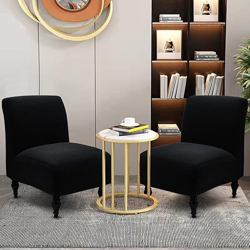 Miniatura 7 de Liykimt Funda para silla tipo pantufla sin brazos, tela jacquard elástica de elastano extraíble para sillas sin brazos, fundas protectoras para