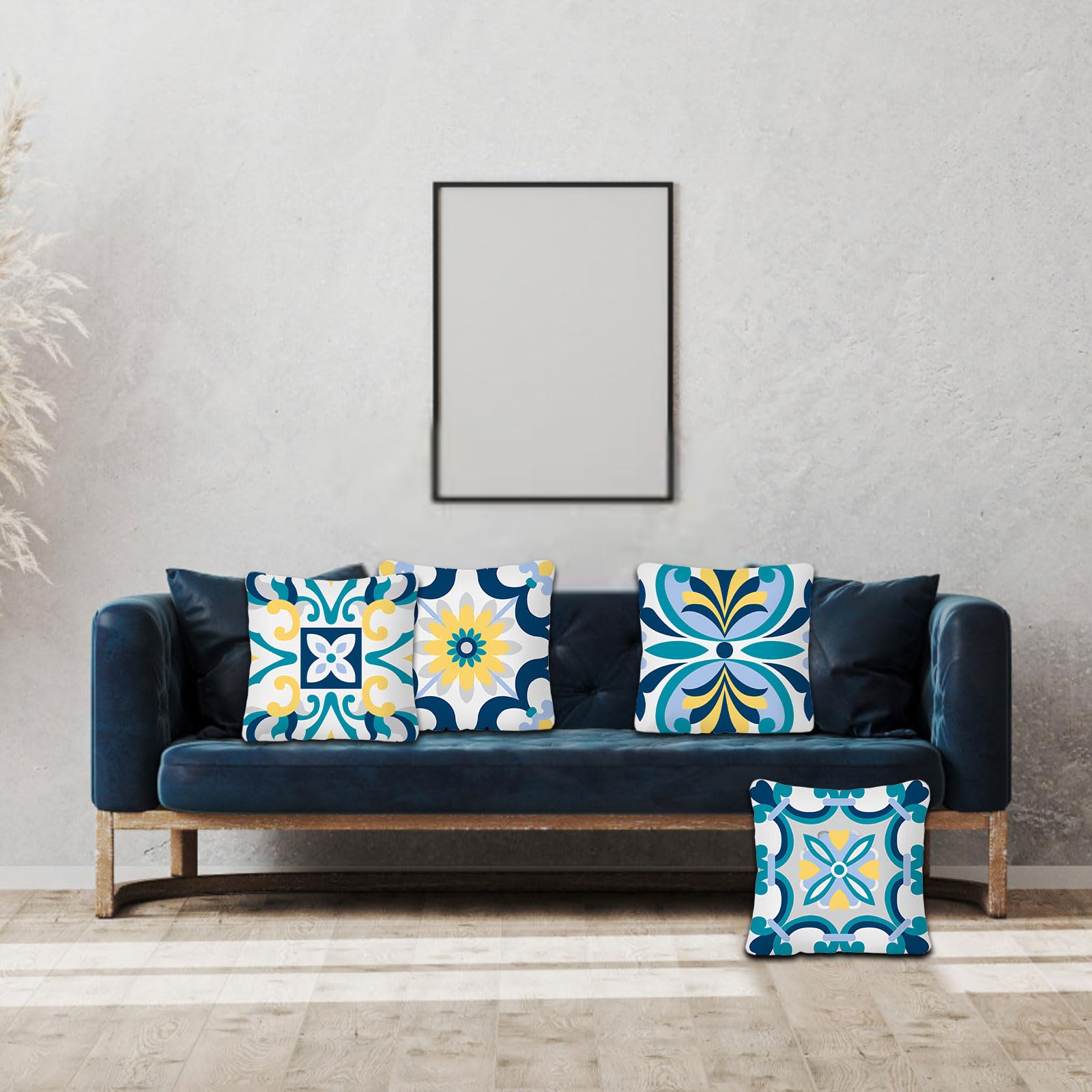 Betadistor Cushion Covers Set of 4 Flowers Square Pillow Cover Throw Pillow Case Home Pillowcases Floral Cushion Cover for Sofa Chair Couch Bedroom Garden Outdoor Decorative 45x45cm - Image 2