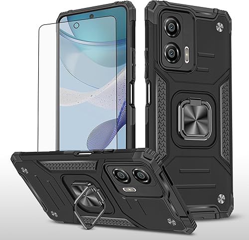 Miniatura 8 de Asuwish Funda para teléfono Motorola Moto G53 5G con protector de pantalla de vidrio templado y soporte para anillo, soporte de anillo delgado,