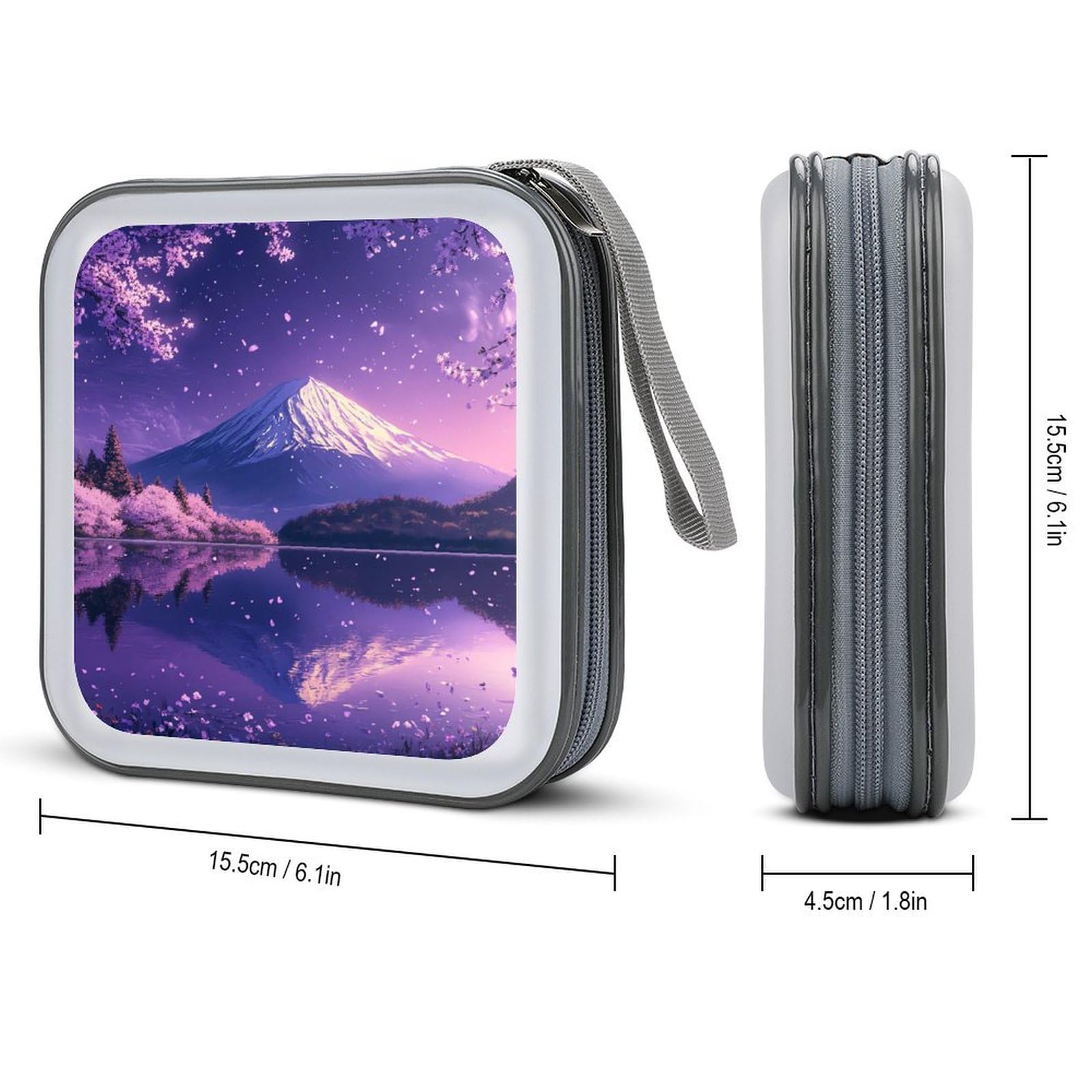 Japan Mount Fuji Cherry CD Case Plastic DVD Case Holder Wallet Disc Storage Organizer for Car Travel
