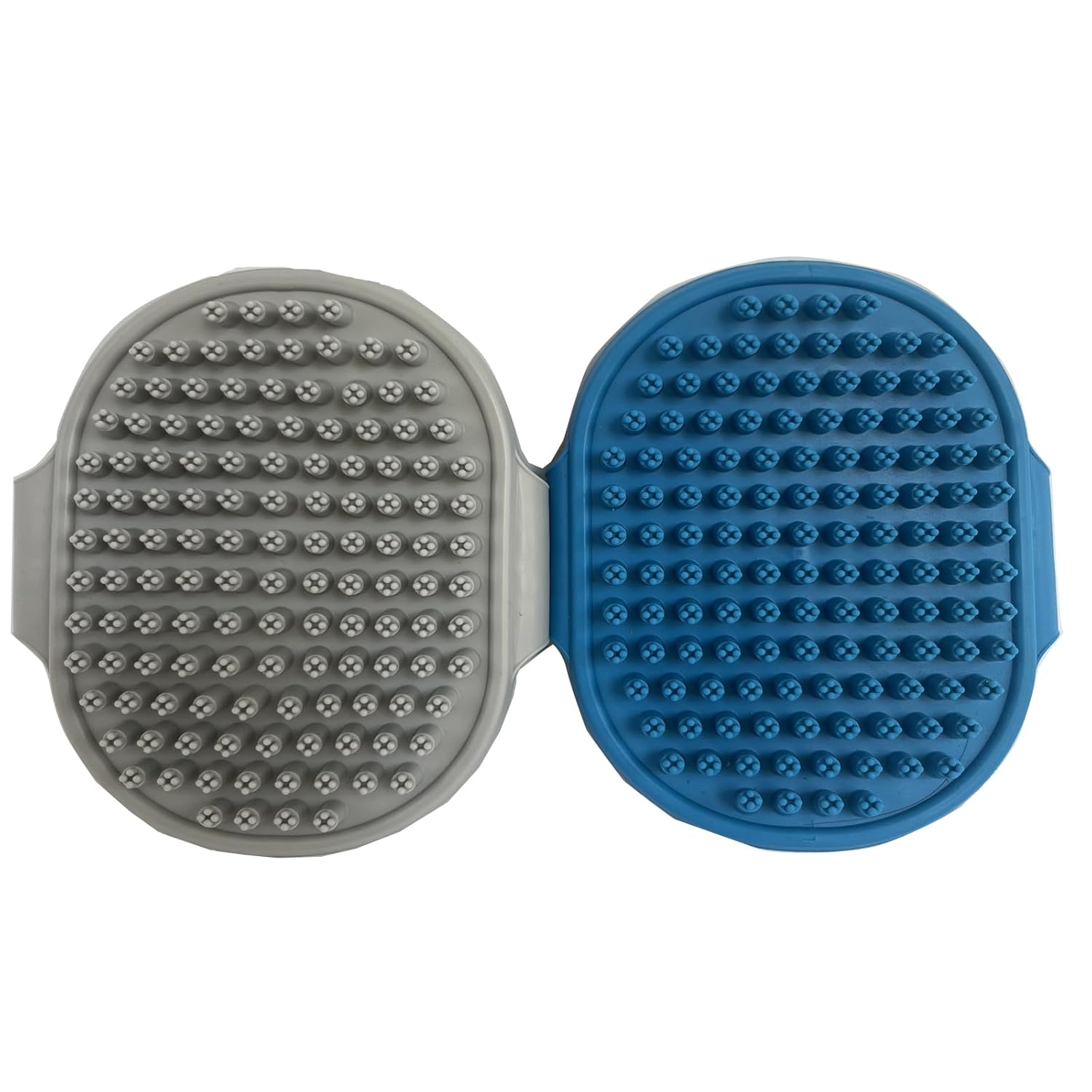 Pet Grooming Brush Set, 2 PCS, Rubber Massage Comb with Adjustable Handle for Dogs and Cats (Blue＆Gray)