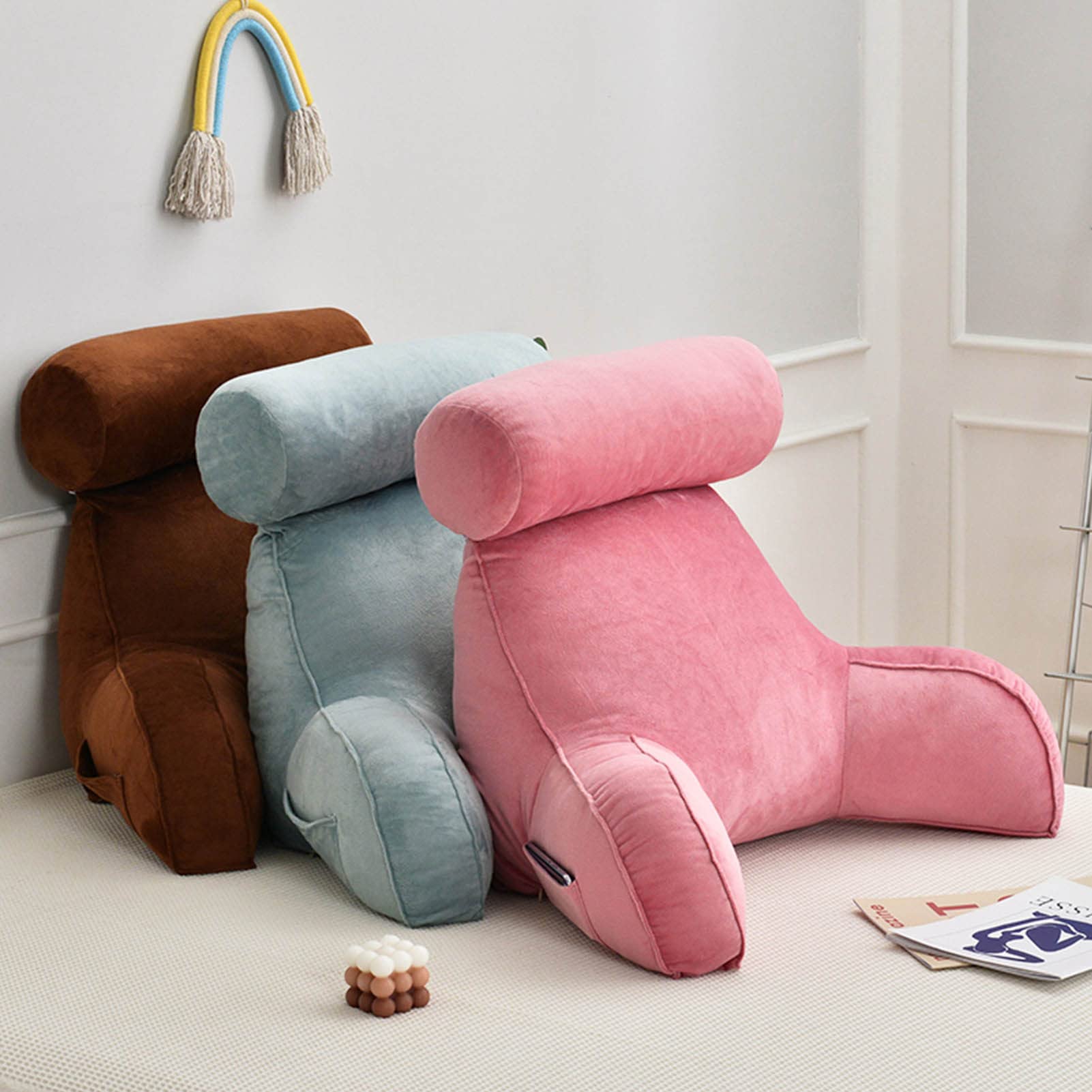 Grande cuscino da lettura con supporto per collo/braccia, cuscino di supporto per schienale spesso, cuscino di supporto lombare per adulti e bambini, per leggere, guardare la TV e rilassarsi 75X40X4