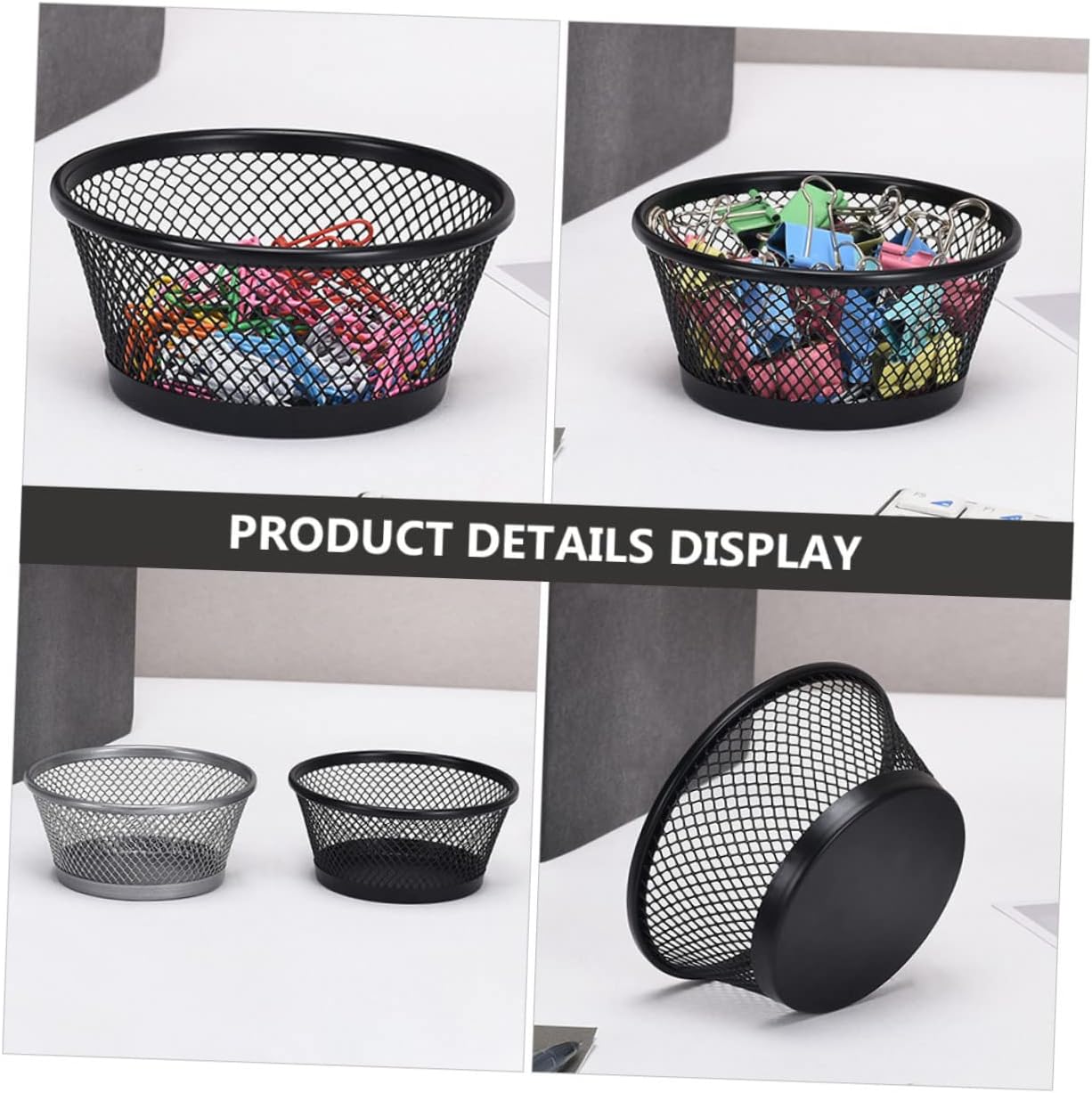 YARNOW 2pcs Paper Clip Storage Bucket Table Organizer for Desk Black Office Desk Desktop Drawers Organizer Mesh Pen Holder Paper Clip Holder Push Pin Holder Binder Clip Cup Paperclip Cup