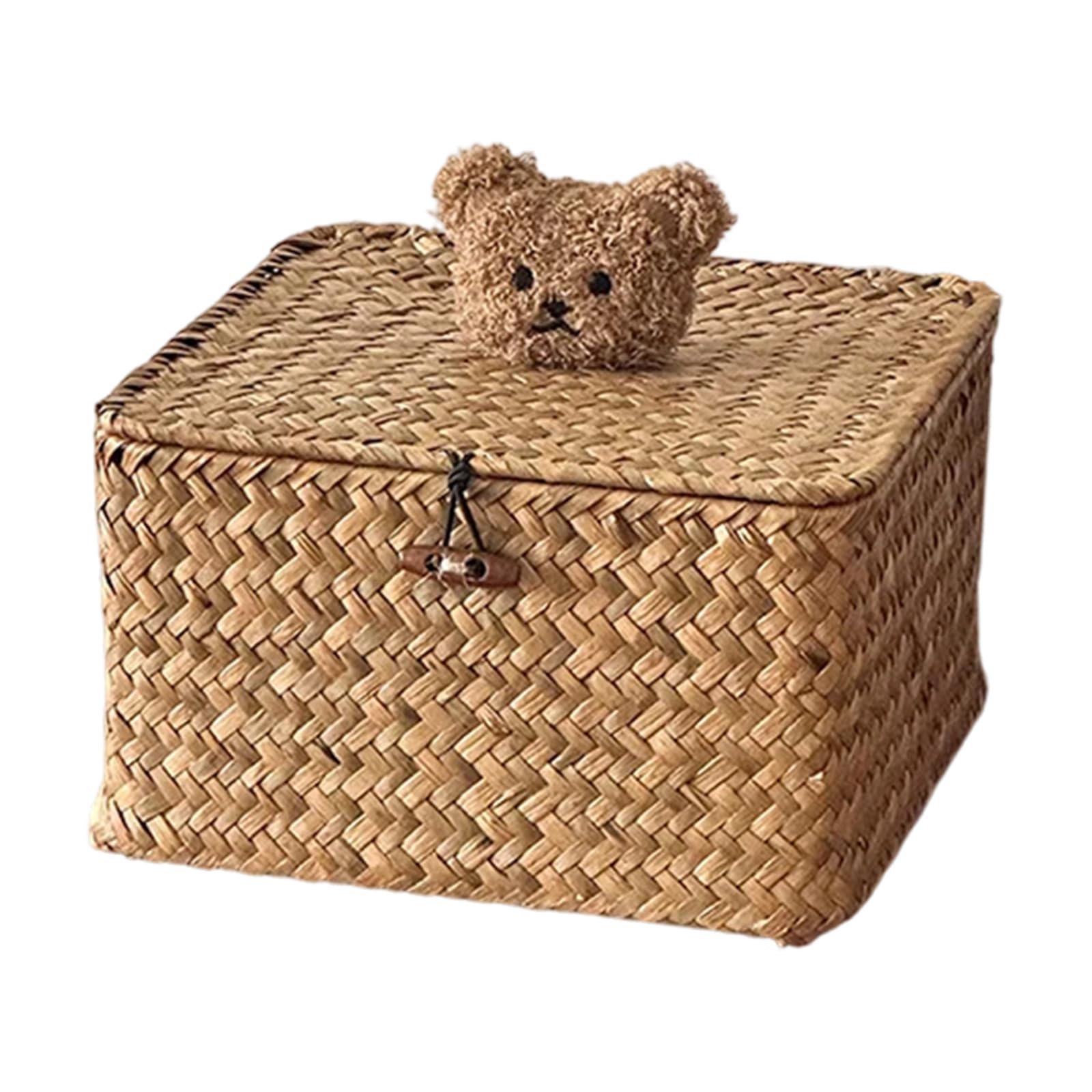 Oxxggkao User Friendly Seagrasses Weaving Storage Bin with Lid Decorative Storage Container Basket Ideal for Gift Packaging Square Basket