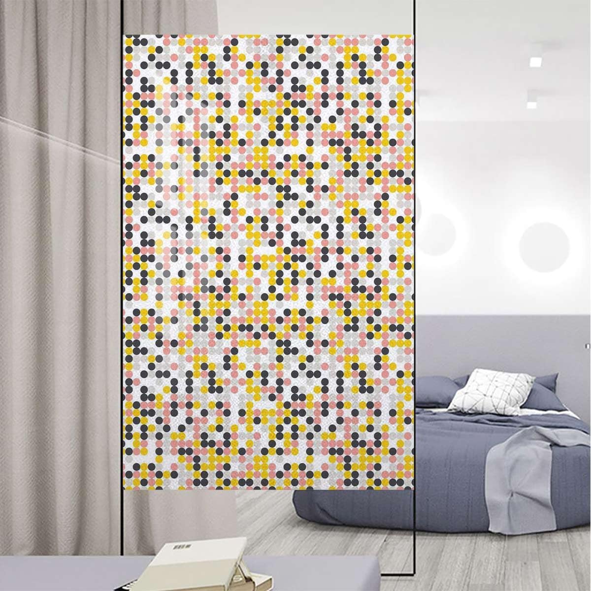 Multicolor Window Film Window Privacy Film Abstract Various Circles Window Film Vinyl Non Adhesive Privacy Film Geometry 35.4Wx59L-inch
