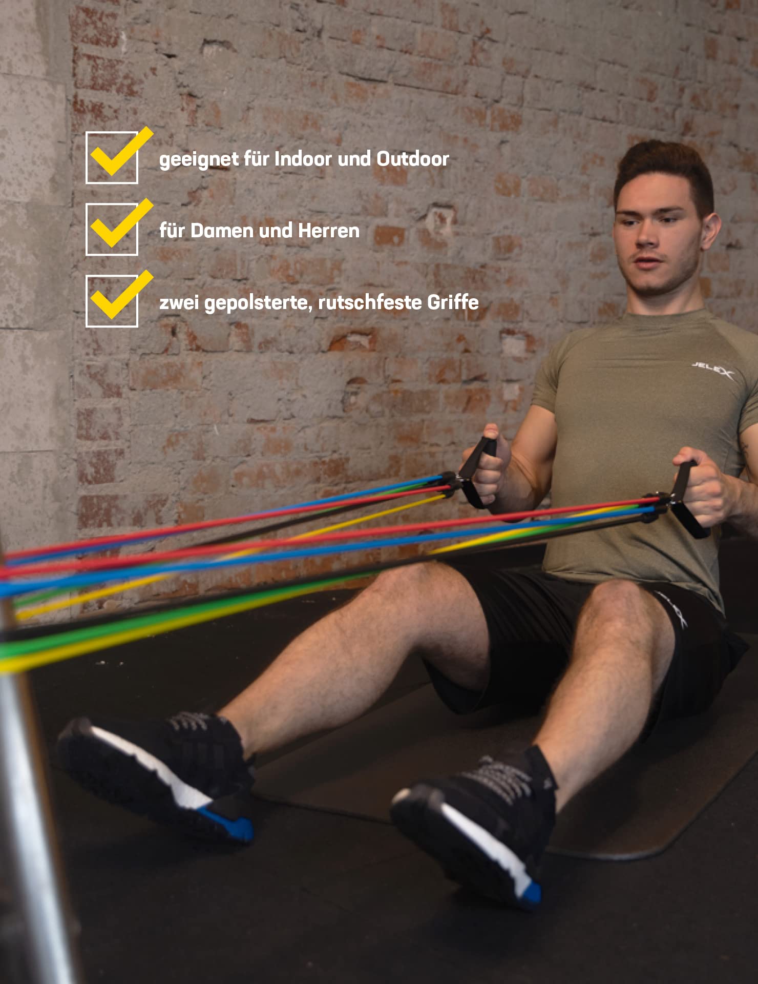 JELEX Fit Set Fitness Fasce Elastiche Di Resistenza 11 Pezzi – Maniglie, Cavigliere, Ancoraggio Porta, Borsa, 5 Livelli