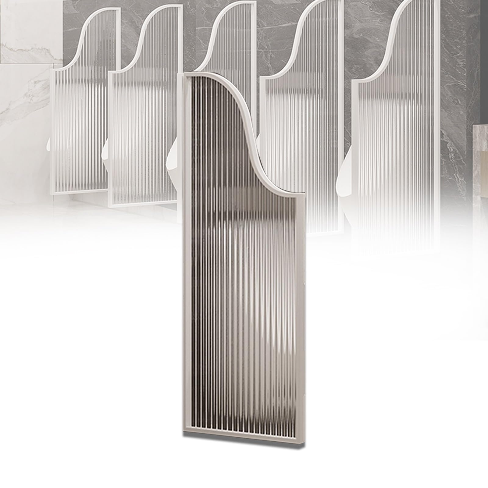Mampara de acero inoxidable para urinario divisor moderno con cristal templado para baño público