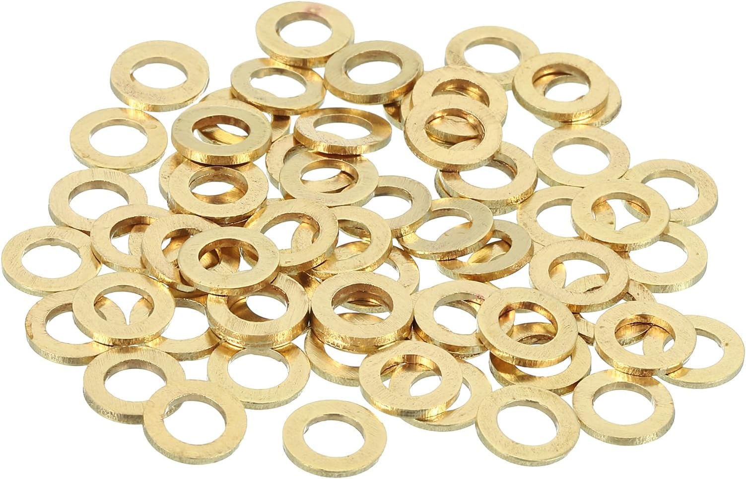 sourcing map 110 Pack Brass Flat Washer, M5 Copper Washers Crush Washer Kit Assortment, 5mm ID, 9mm OD, 1mm Thick for Bolts Screws Machinery Repair, Outdoor Construction