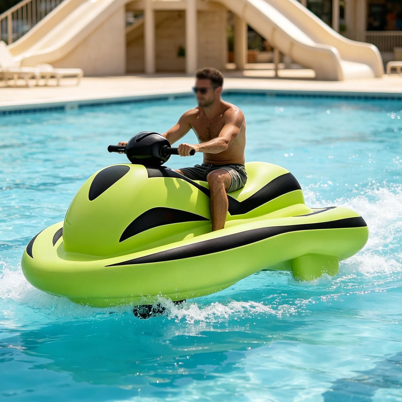 Lancha EléCtrica De Verano, Moto AcuáTica, Bote Inflable con Scooter Submarino 250w, Scooter Submarino con Motor Sup para Adultos Y NiñOs, Boat Green