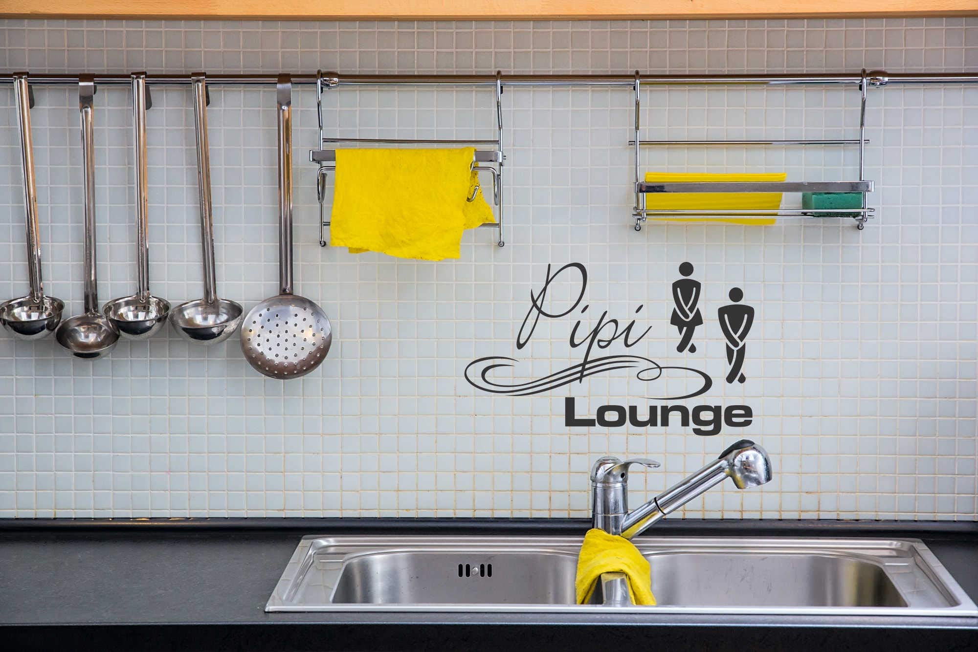 A025 Tür-/Wandtattoo 'Pipi Lounge' – Schwarz, 50x29cm, Selbstklebend & Rückstandslos Entfernbar