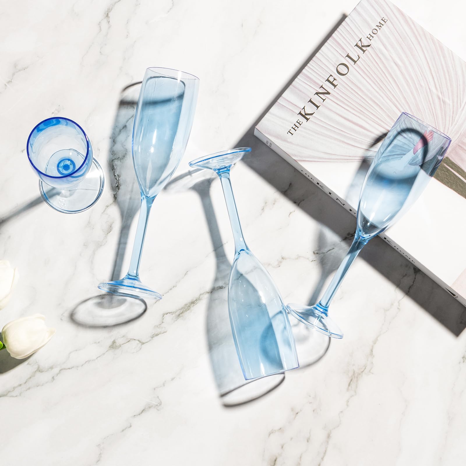 ZOMUIA 12 Flute Da Champagne In Acrilico Infrangibili – Calici A Forma Di Diamante Per Matrimoni E Feste, Colore Rosa Elegante