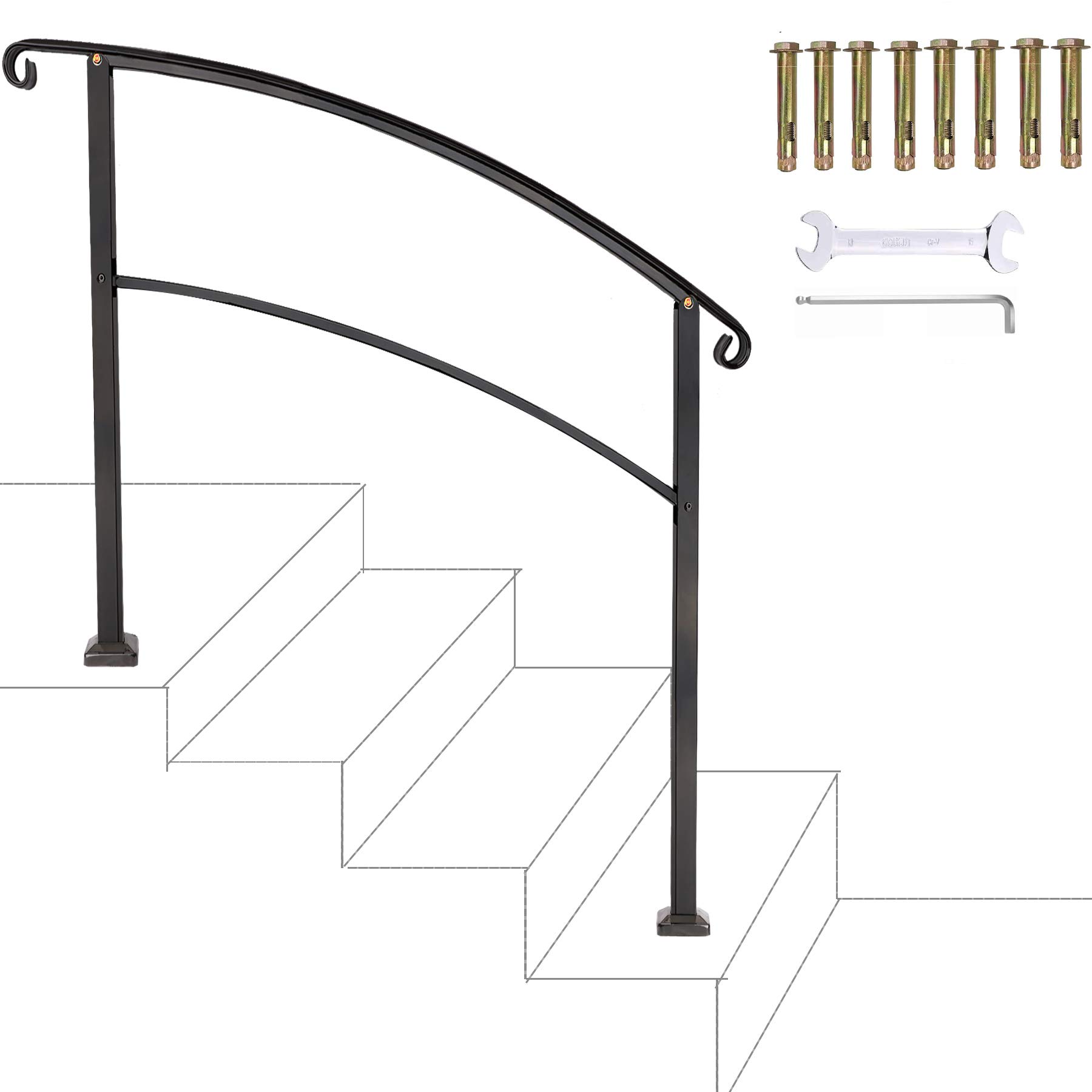 Buy Flyskip Handrails for Outdoor Steps,Height Adjustable 4 Step