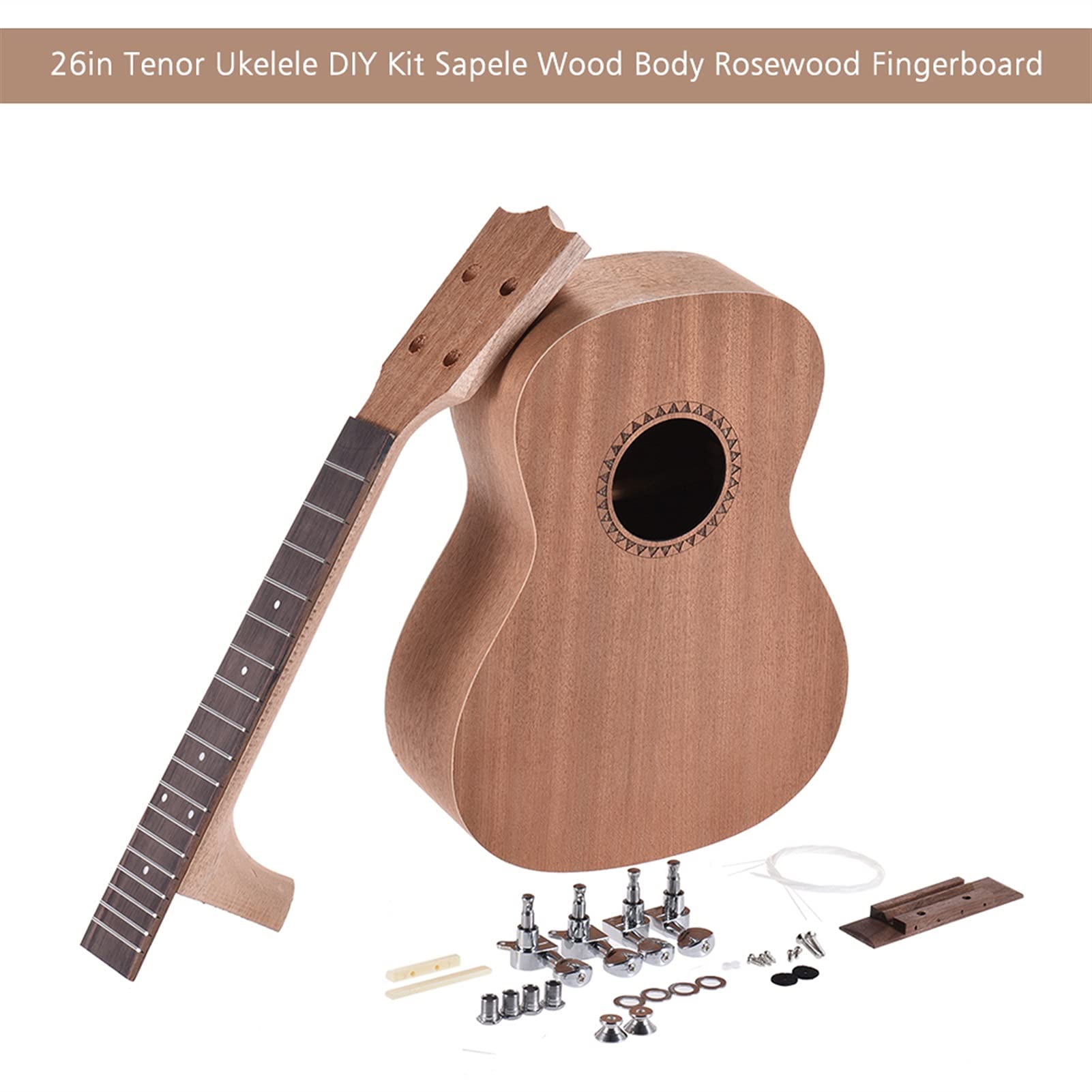 Ukulele koncertowe Początkujący Ukulele 26in Tenor Ukulele Gitara Hawajska DIY Zestaw Drewna Sapele Ciała Palisander Podstrunnica Z Kołkami String Most Nakrętka
