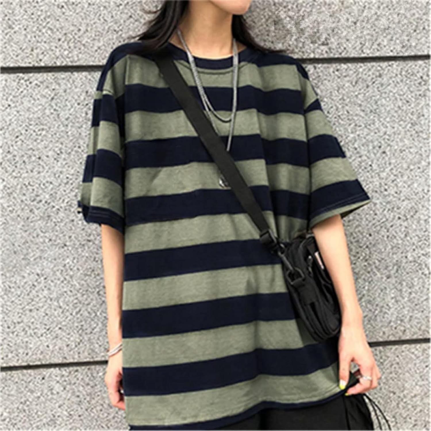 Harajuku Oversized Striped Shirts Y2K Grunge Clothes Crew Neck Emo Scene Clothes Streetwear Baggy Shirt Pullover - Image 5