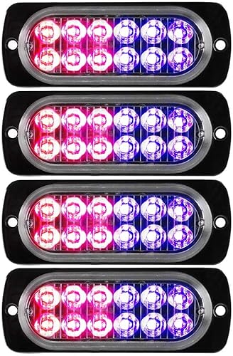 Sidaqi 4 luces LED de policía, montaje en superficie, súper brillante, precaución, peligro de construcción, luces estroboscópicas LED, función de