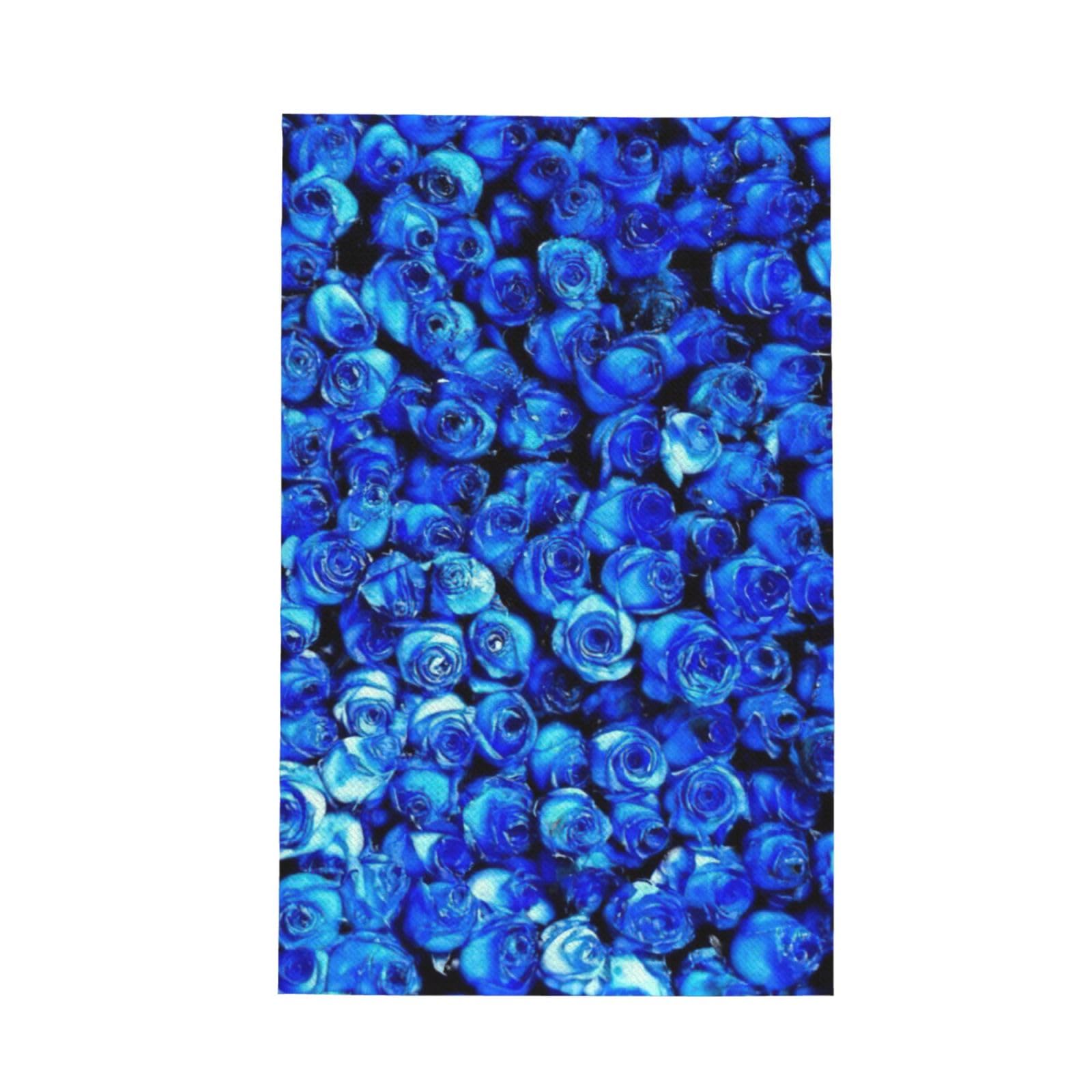 XXahnbm Blue Rose Print Waffle Kitchen Towel,Absorbent Hand Towel