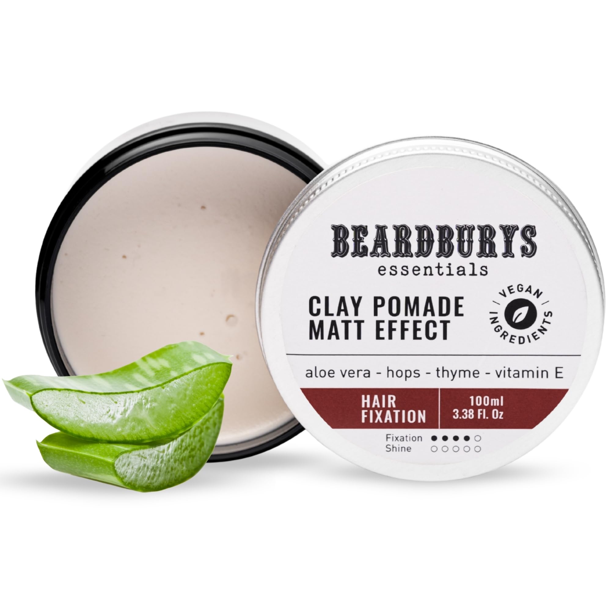 Beardburys Essentials Clay Pomade | Cera Pelo Hombre Mate, Fijación Alta y Acabado Mate, Sin residuos Natural y Vegana - 100ml