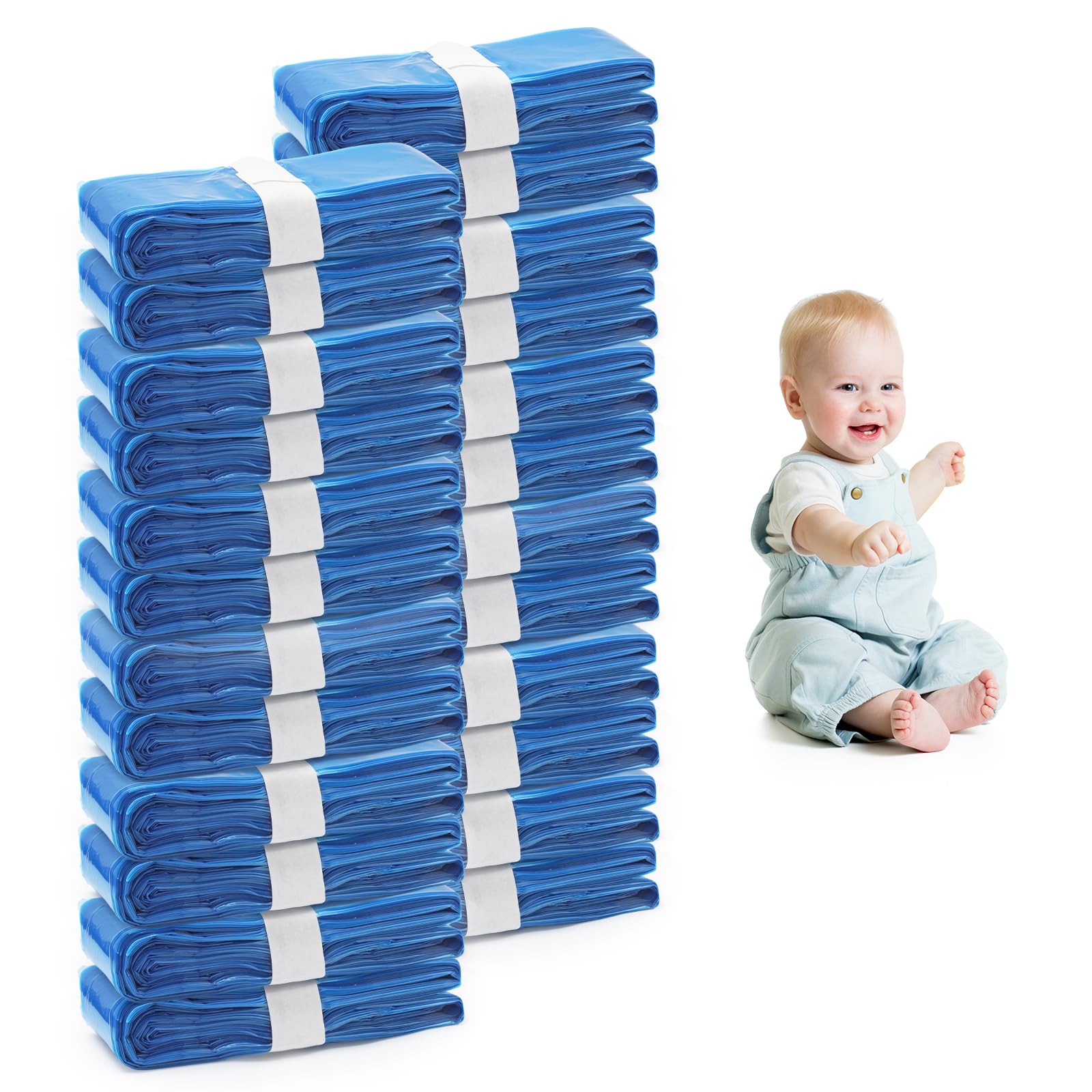 24 Pack Nappy Bin Refill, 4.5m Diaper Pail Disposal Bags Odour-Free Nappy Bin Liners Compatible with Tommee Tippee, Angelcare, Diaper Genie, Twist & Click for Nursery and Travel