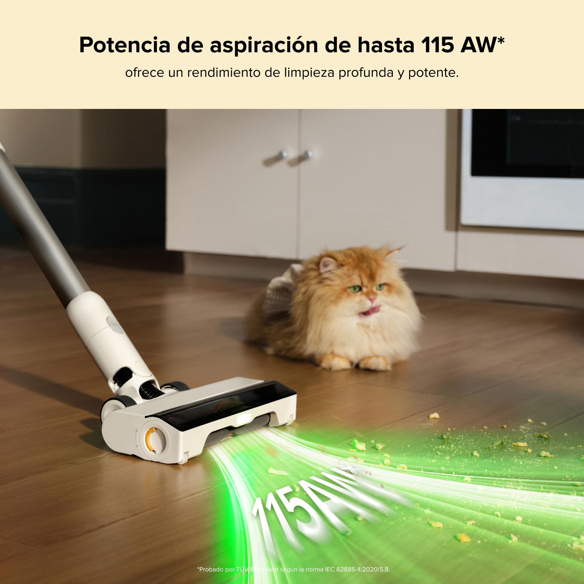 roborock H60 Hub Aspiradora Sin Cable con Base de Vaciado Automático | Batería Extraíble de hasta 60 min, 115 AW para Pelo de Mascotas, Cepillo Antienredos Multisuperficie, Luz LED Verde